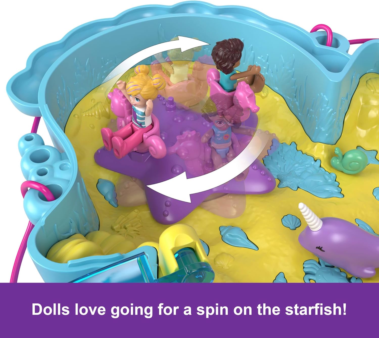 Polly Pocket 2-in-1 Daddy & Me Seahorse Playset with Dolls, Pets & 13 Accessories - Ages 4+ 5