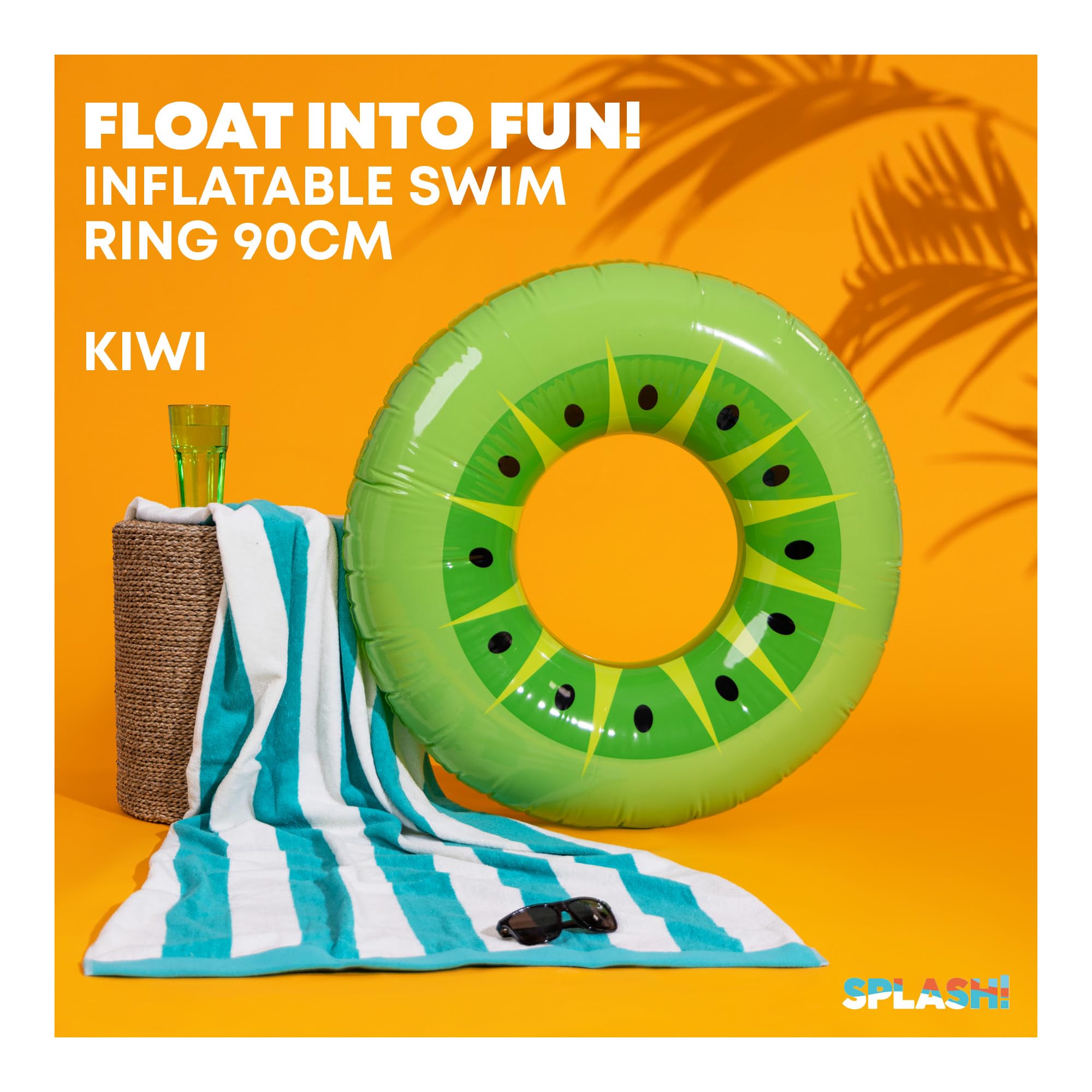 SPLASH! Inflatable Swimming Ring 90cm - Durable PVC Fruit Design | Supports 80kg