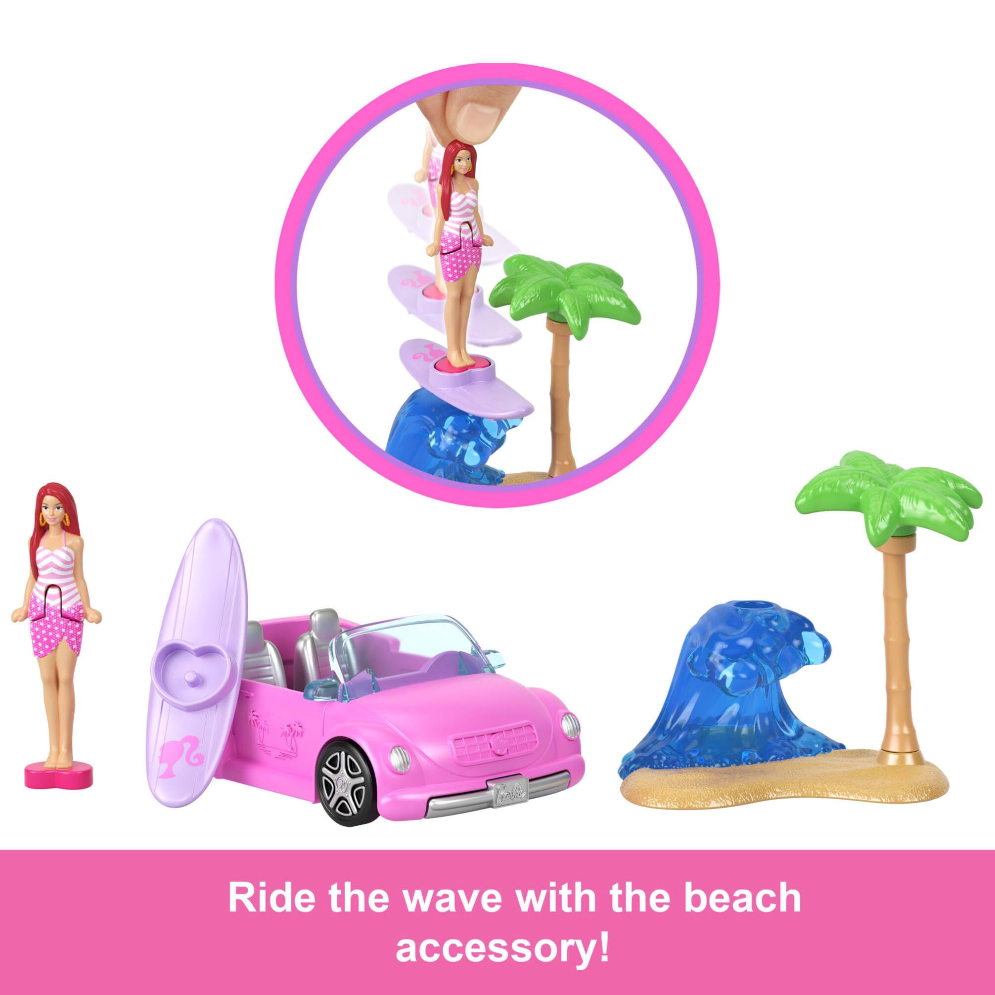 Mini Barbie Land 4-Pack Doll & Vehicle Playset - Color Change Fun for Ages 4+ 5