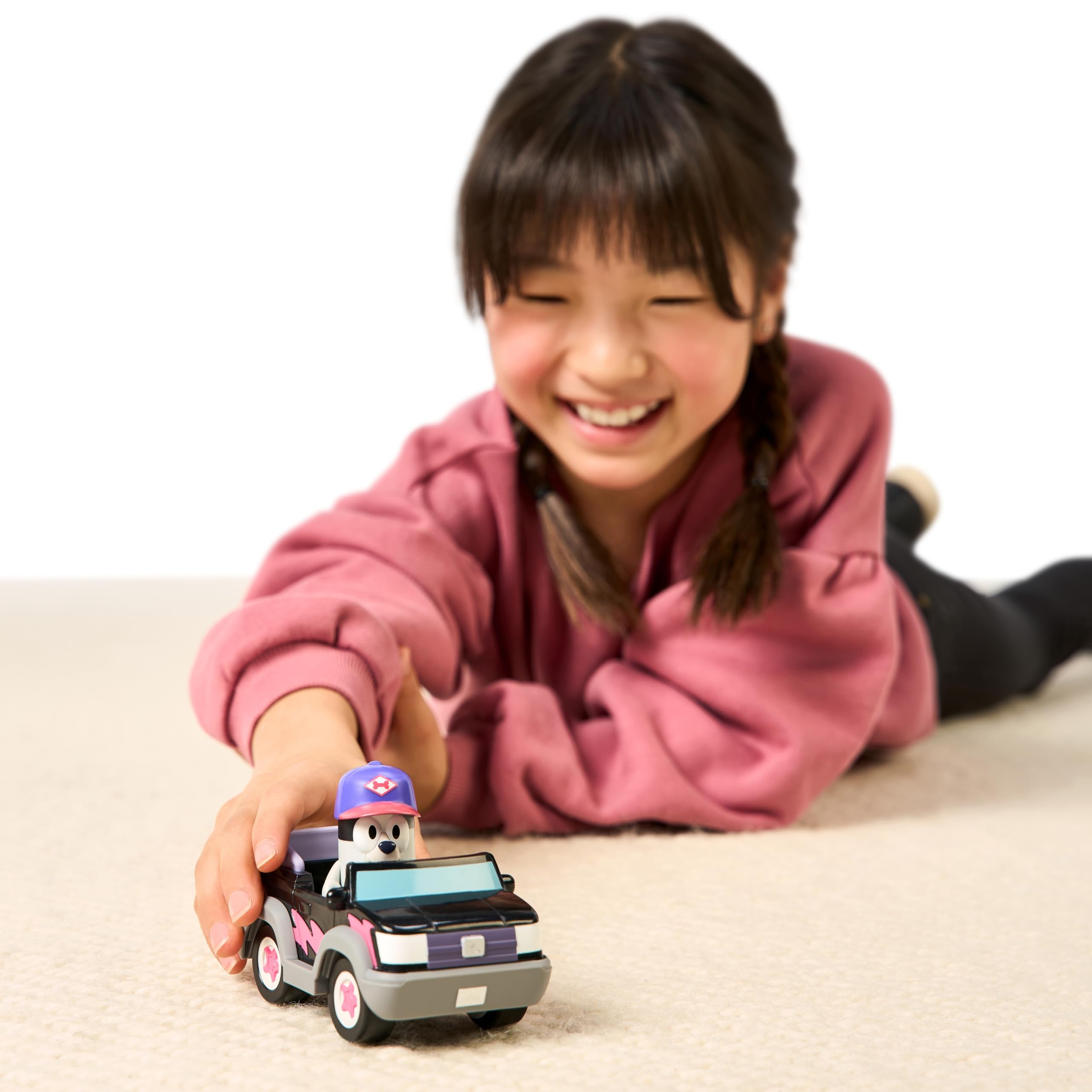 Bluey Pizza Girls Car with Muffin Figure - Vehicle Playset for Kids 3+ 4