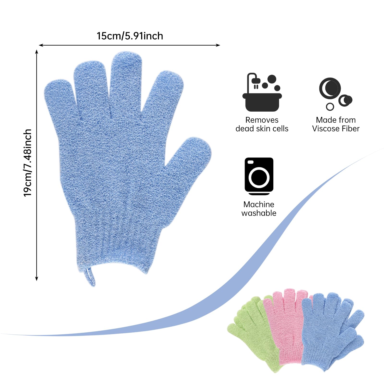 Lafefe Exfoliating Gloves - 6 Pack Shower Mitts for Deep Cleansing | Tri-Color Set | Built-in Hooks