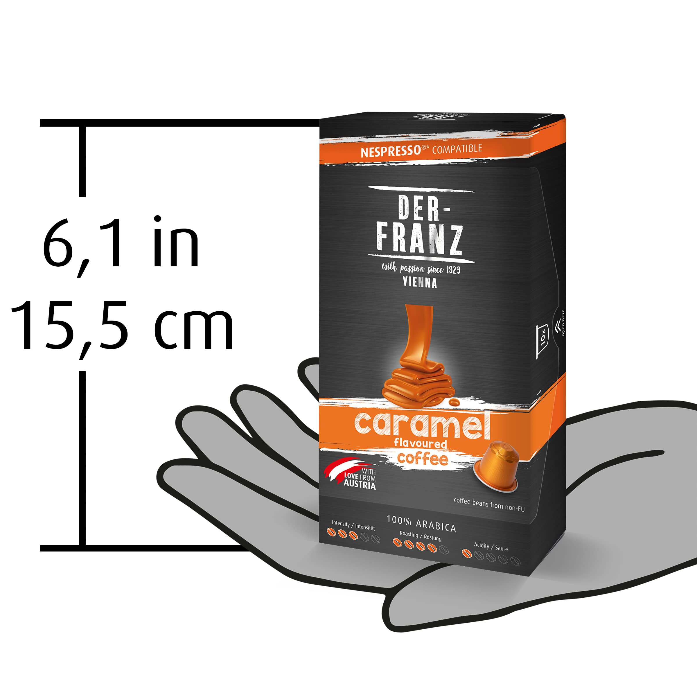 Der-Franz Caramel Flavored Coffee Capsules, 60 Count (6x10), Nespresso Compatible 4