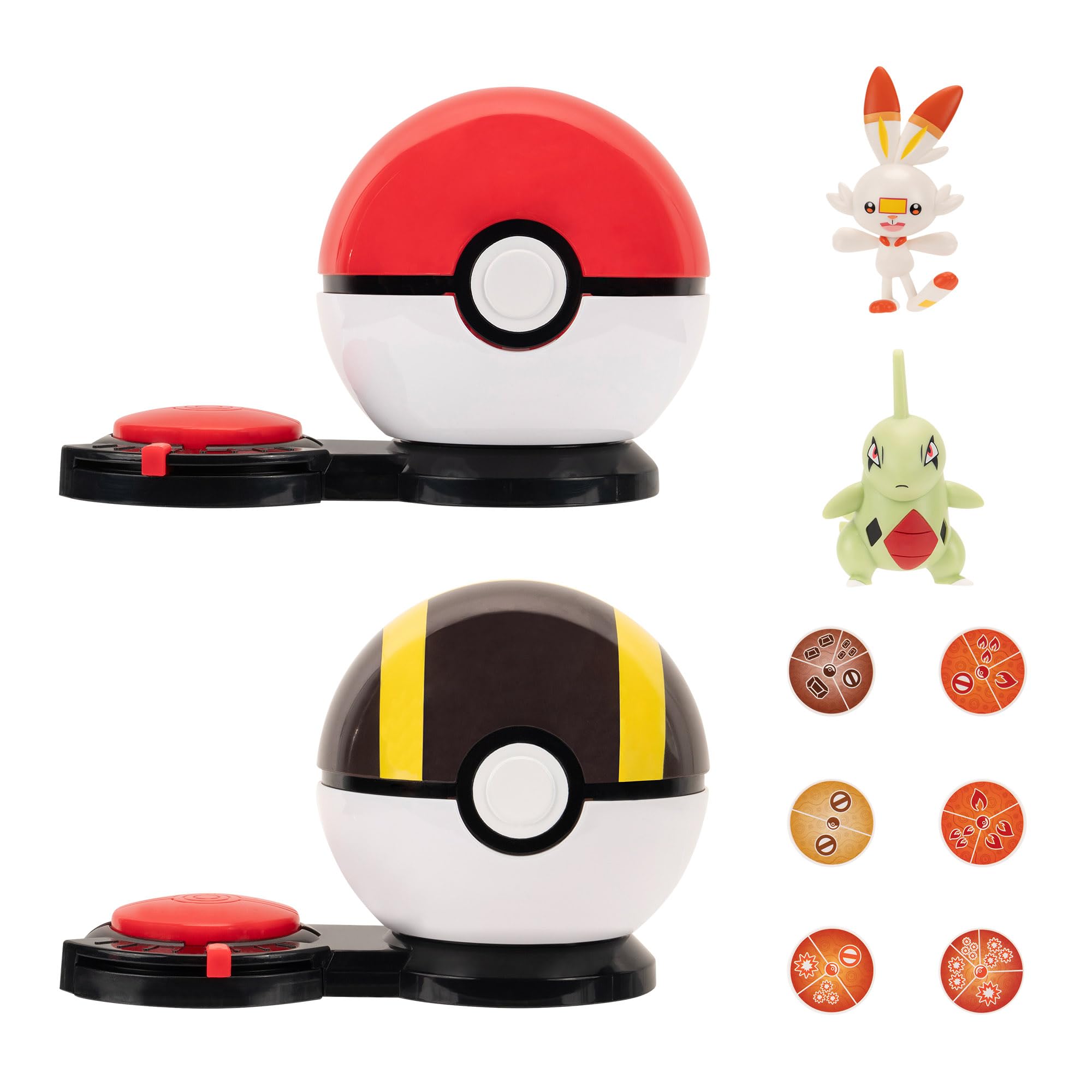 Pokémon Surprise Attack Game - 2-Inch Larvitar and Scorbunny with Poké Ball, Ages 6+