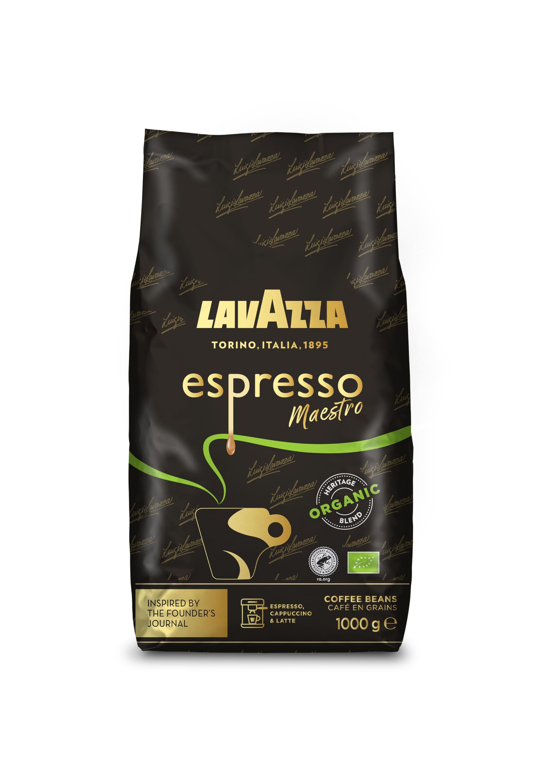 Lavazza Espresso Maestro Whole Roasted Coffee Beans - Organic Blend, 1kg
