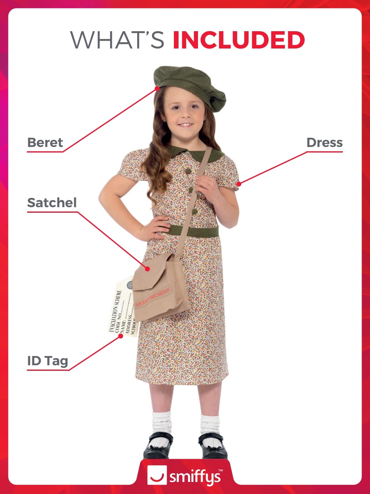 Evacuee Girl Costume - Smiffys Fancy Dress for Ages 7-9 4