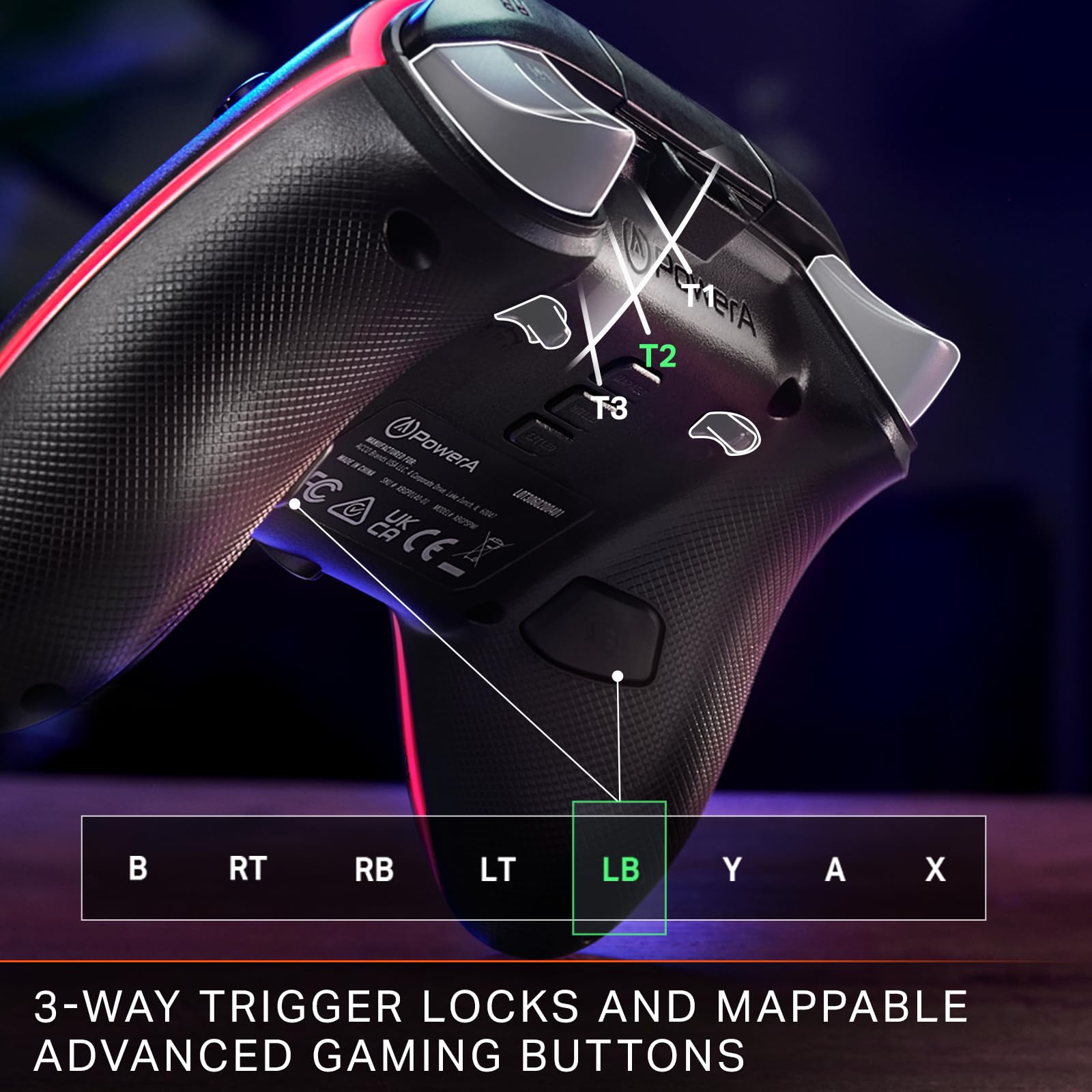 PowerA Advantage Wired Controller for Xbox Series X|S with Lumectra RGB Lighting - Black 3