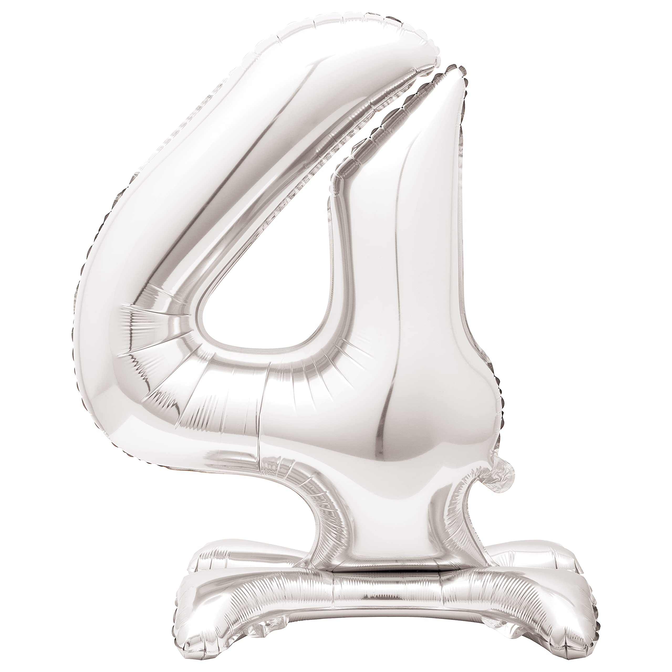 Majestic Silver Number 4 Foil Balloon - Elegant Standalone Party Decor for Milestone Celebrations