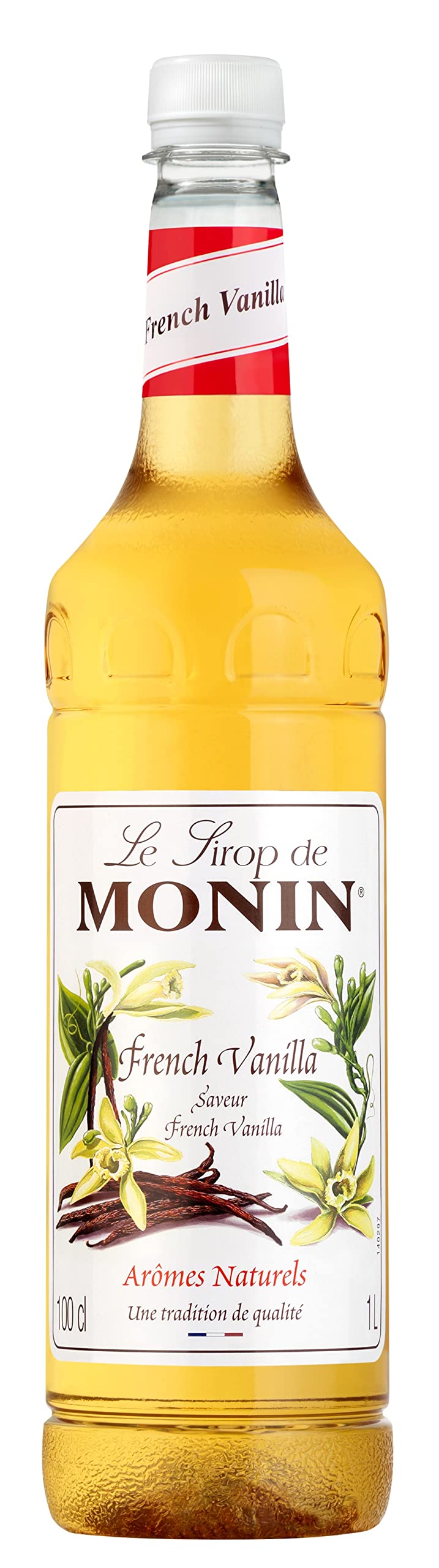 MONIN French Vanilla Syrup 1L - Vegan, Allergen-Free, Natural Flavours for Coffee & Cocktails