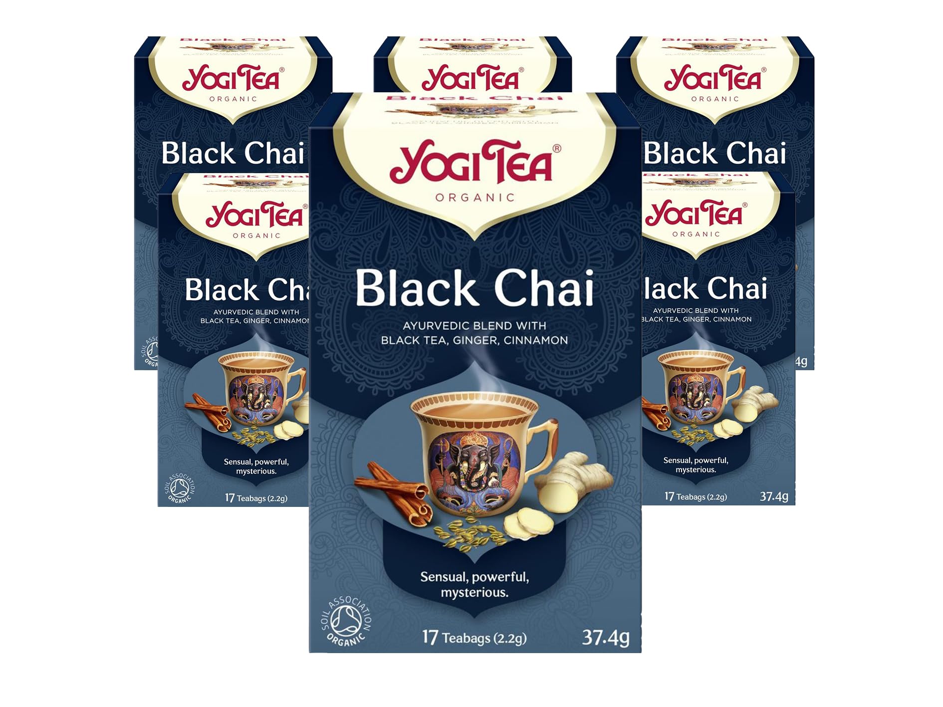 YOGI TEA - Black Chai Organic Herbal Tea, Blend of Black Tea, Ginger and Cinnamon, 6 x 17 Bags