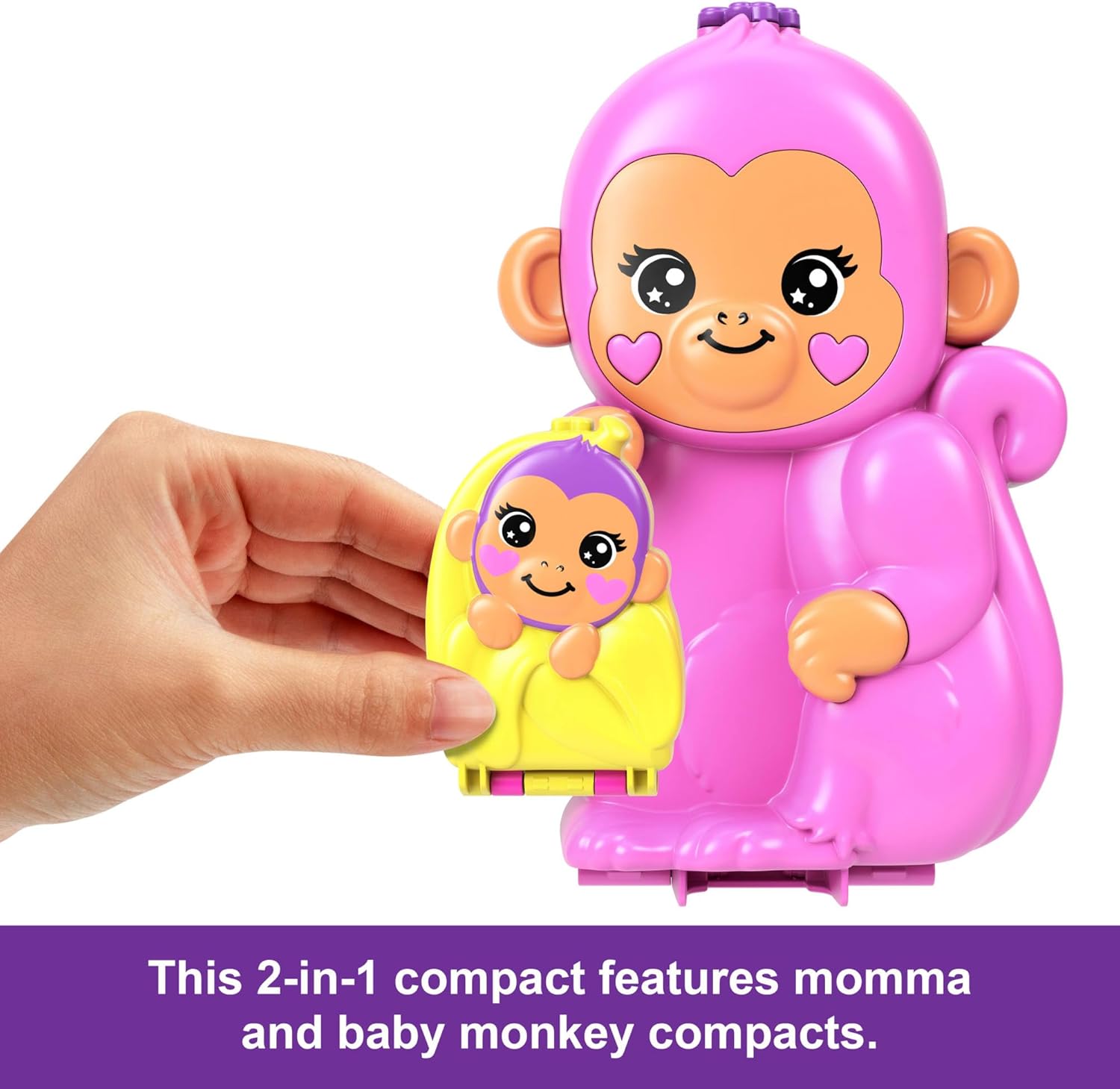 Polly Pocket Momma Monkey & Baby Playset - 2-in-1 Jungle Adventure with 14 Pieces 3