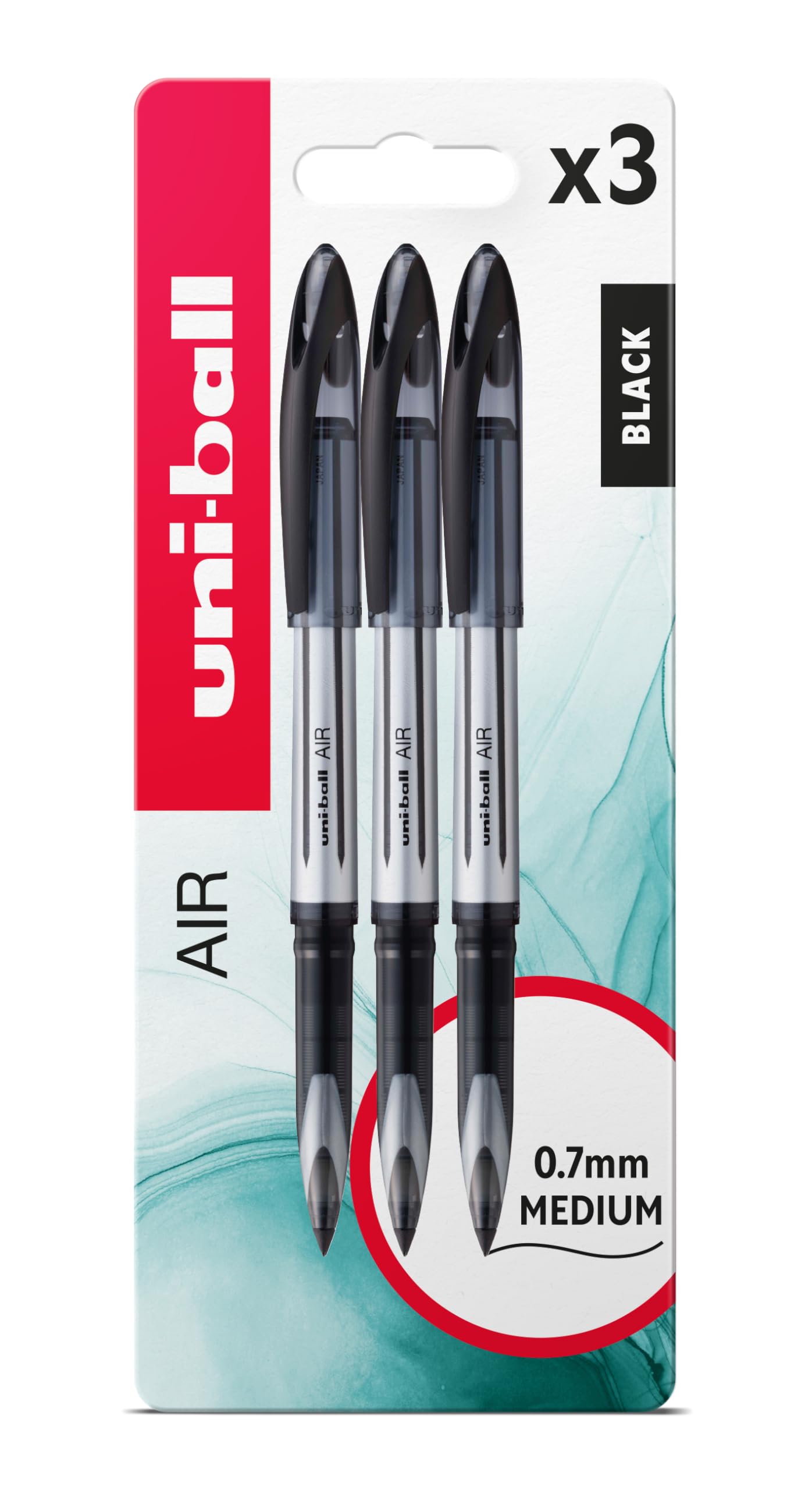 uni-ball Air Rollerball Pens - Smooth Fountain Pen Feel | 0.7mm Medium Nib | Black Ink | 3 Pack 1