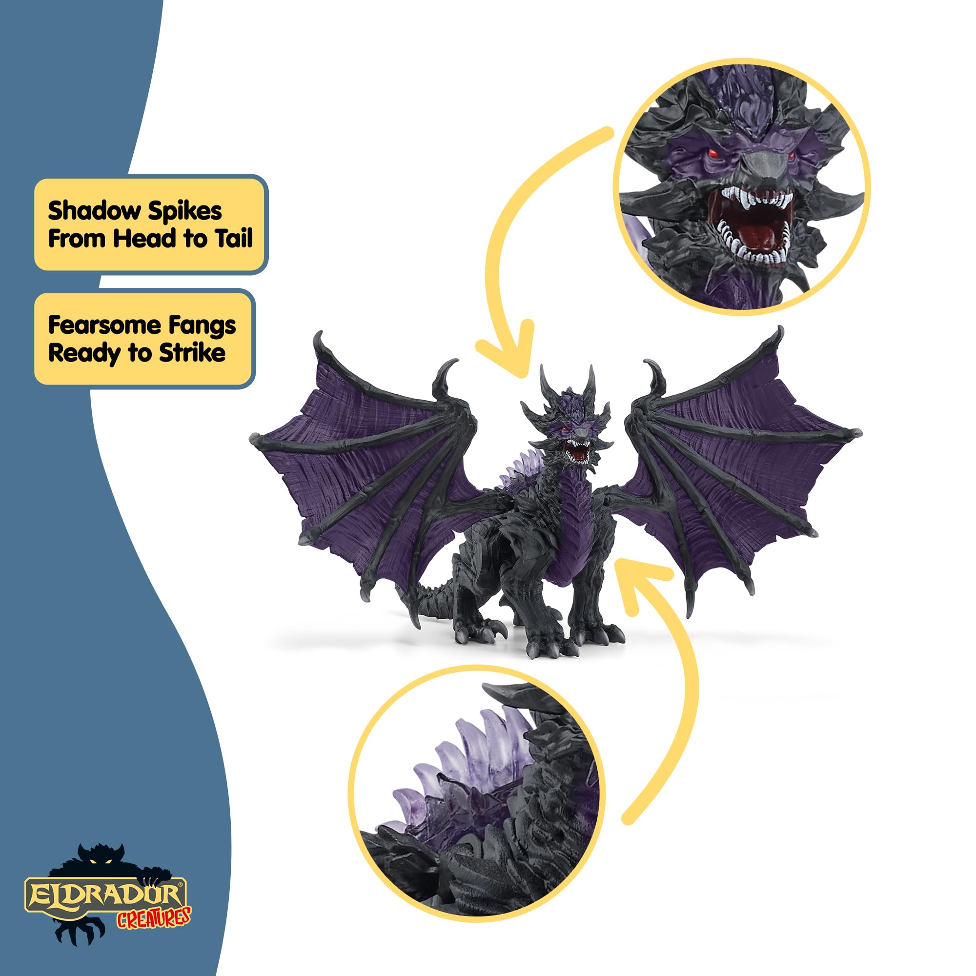 Schleich 70152 Eldrador Creatures Shadow Dragon Figurine - Translucent Black & Purple Dragon for Ages 7+ 8