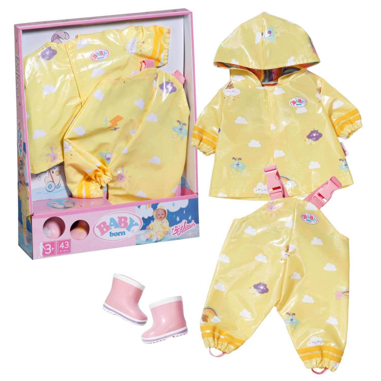 BABY born Deluxe Rain Outfit 836460 - Rain Set with Raincoat, Trousers & Wellington Boots for Dolls up to 43cm 10