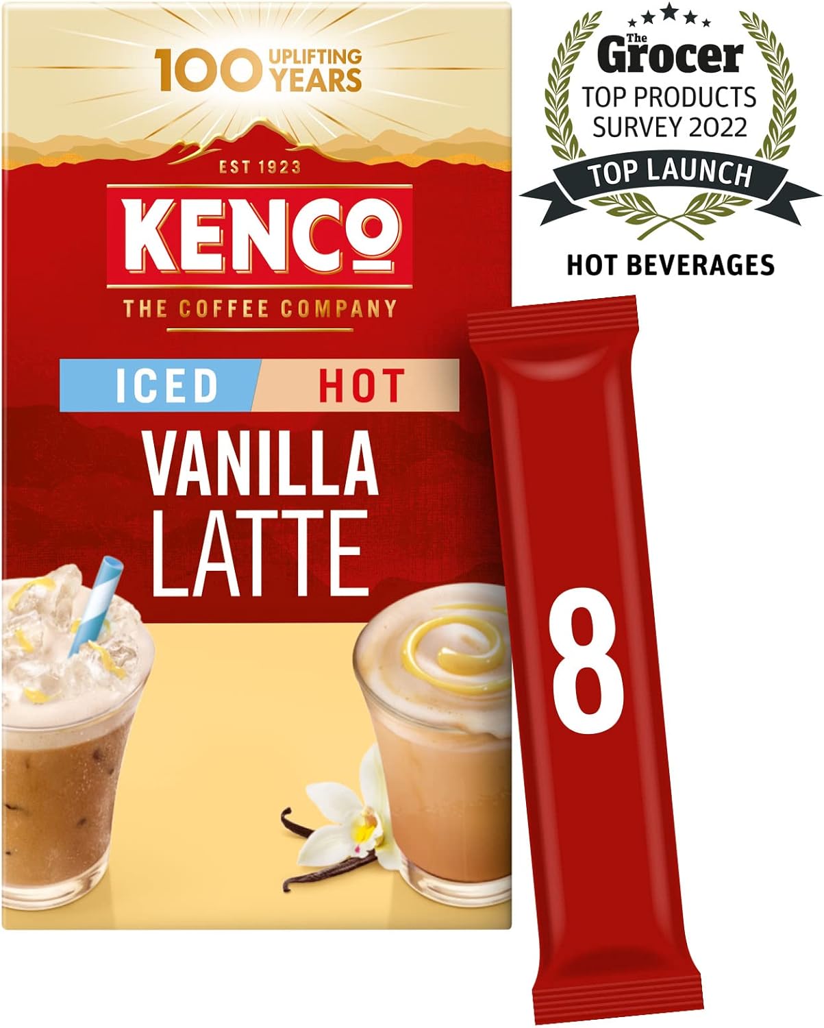 Kenco Iced/Hot Vanilla Latte Sachets - Pack of 5 (40 Sachets Total)