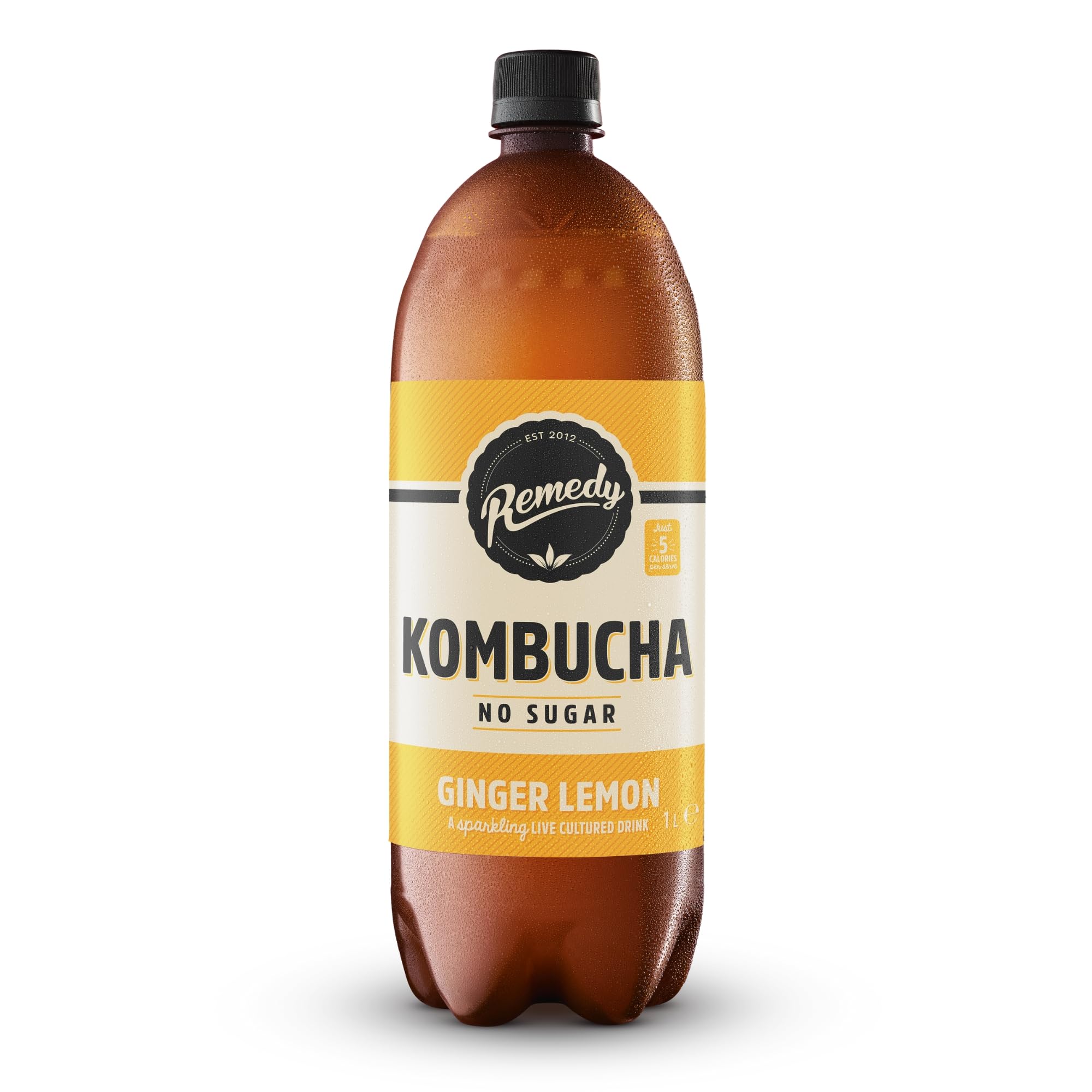Remedy Drinks Kombucha Tea - Ginger Lemon Sparkling Live Cultured | 1 x 1L