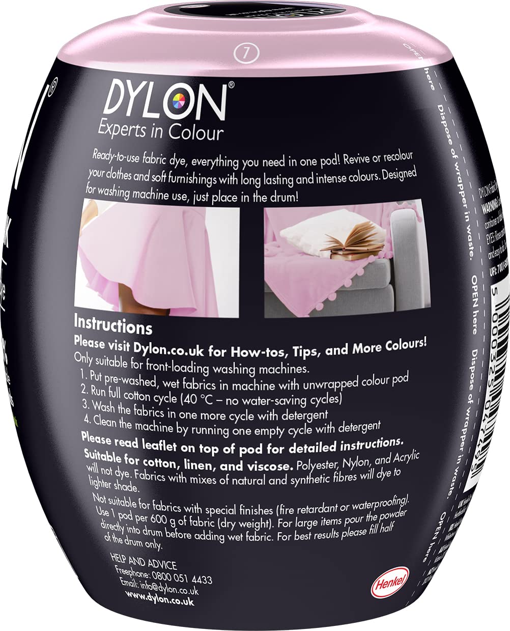 Dylon Washing Machine Fabric Dye Pod - Peony Pink, 350g 4