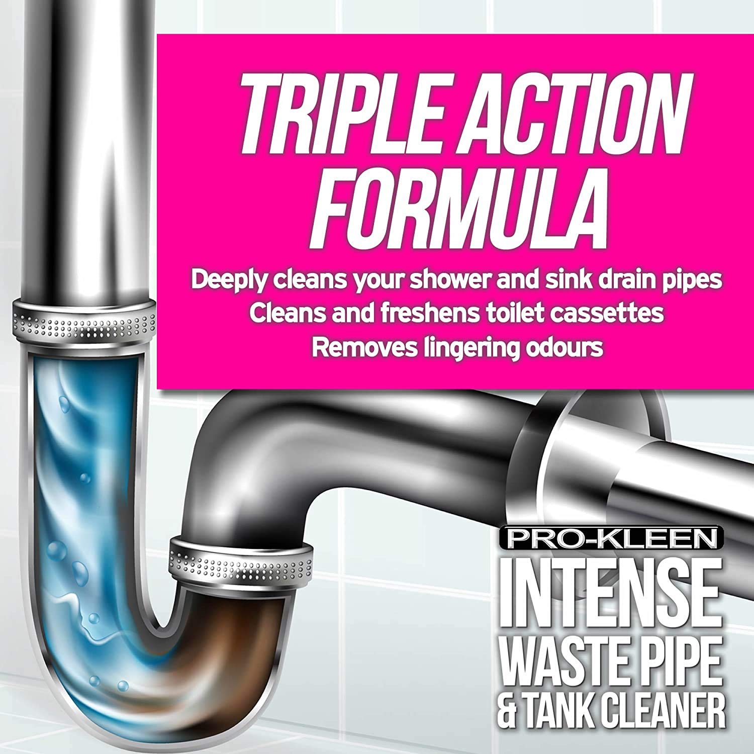 Pro-Kleen Intense Waste Pipe and Tank Cleaner - 1L Liquid for Caravans & Motorhomes | Concentrated Formula 3