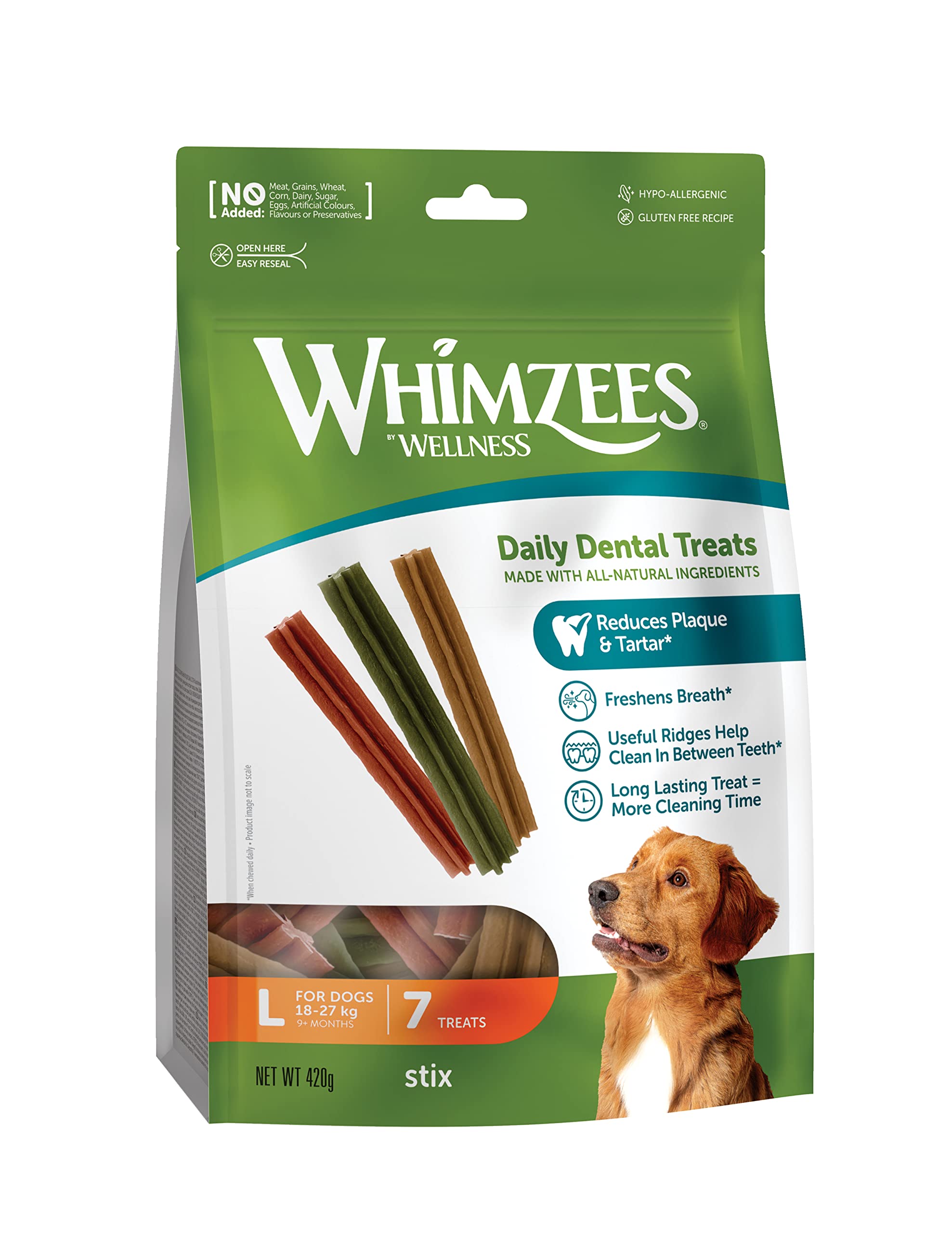 WHIMZEES By Wellness Stix Dental Chews - Grain-Free, Vegetarian for Large Dogs | 7 Count 1