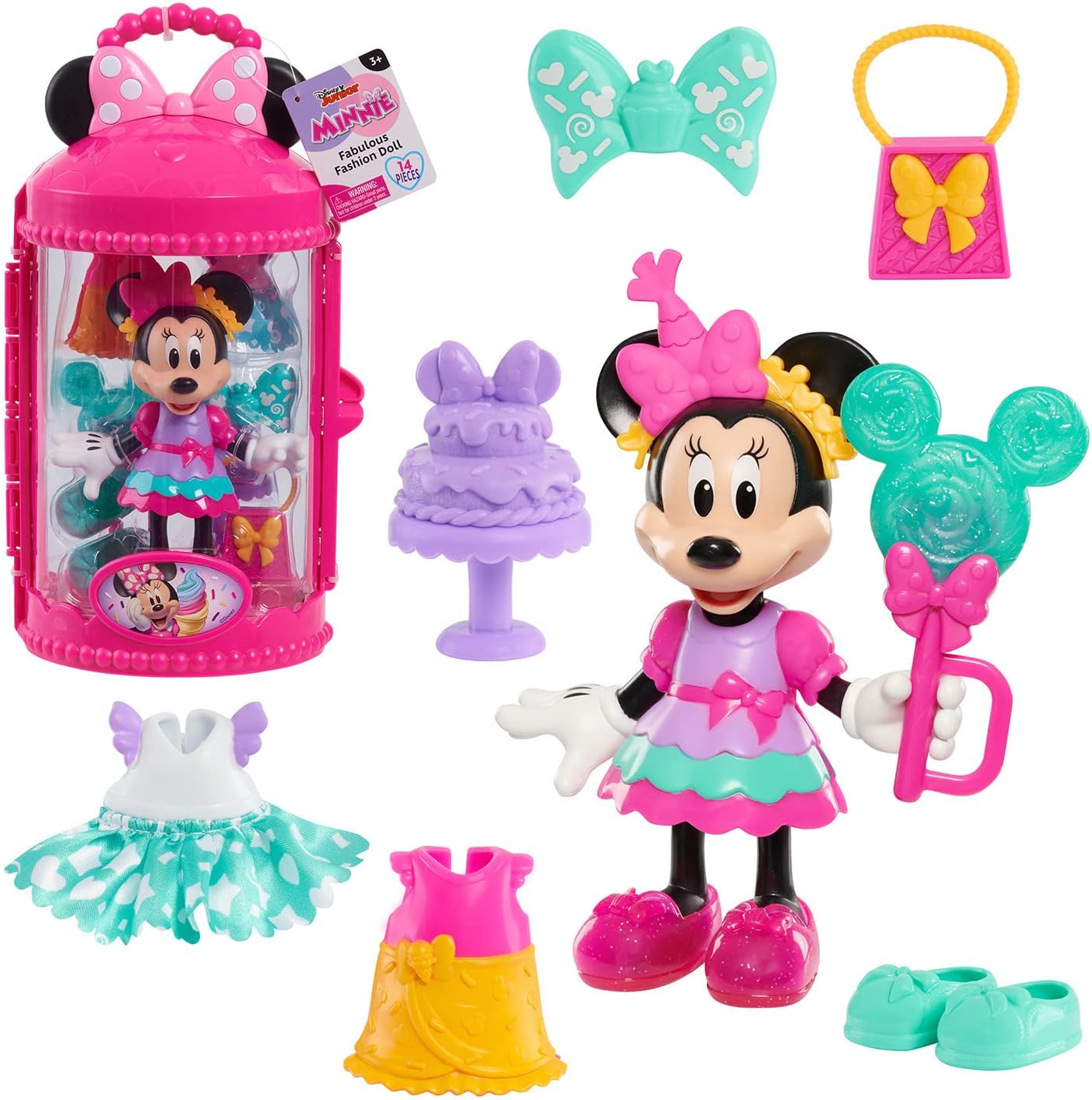 Disney Junior Minnie Mouse Fabulous Fashion Doll - Sweet Party Playset for Ages 3+
