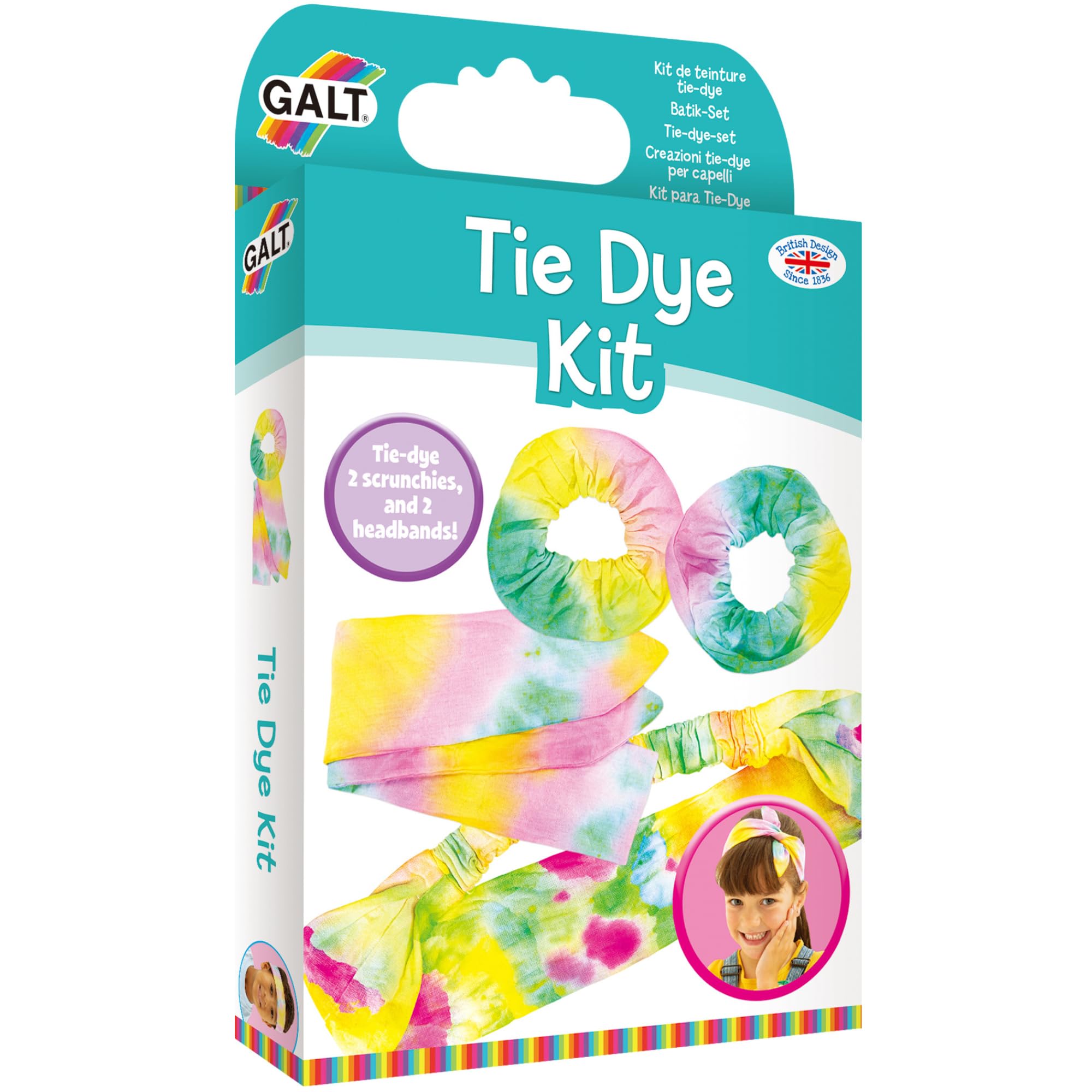 Galt Tie Dye Kit - Craft Kit for Kids, Make Your Own Tie-Dye Headbands & Scrunchies, Ages 5+