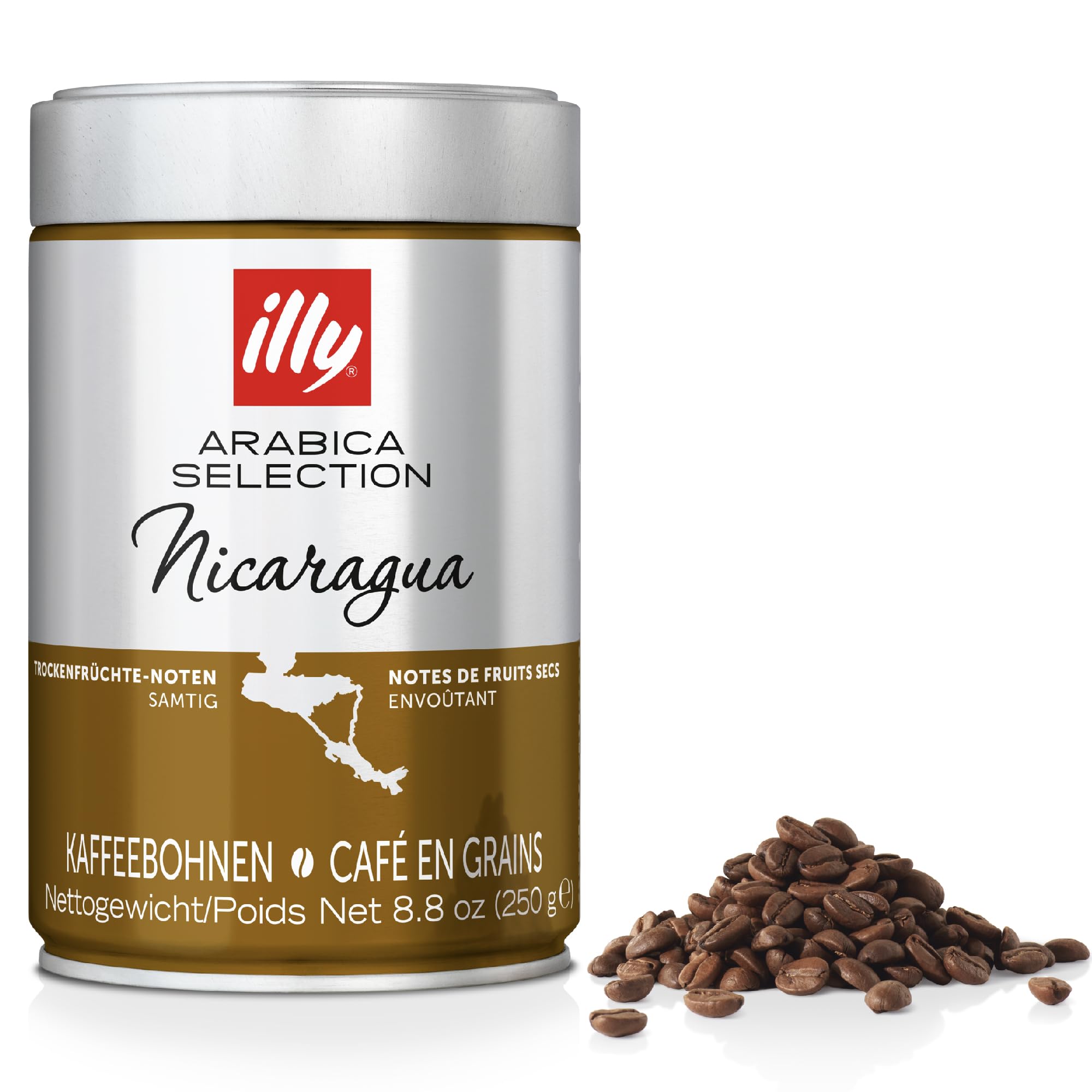 illy Nicaragua Medium Roast Coffee - 100% Arabica Beans - 250g Tin