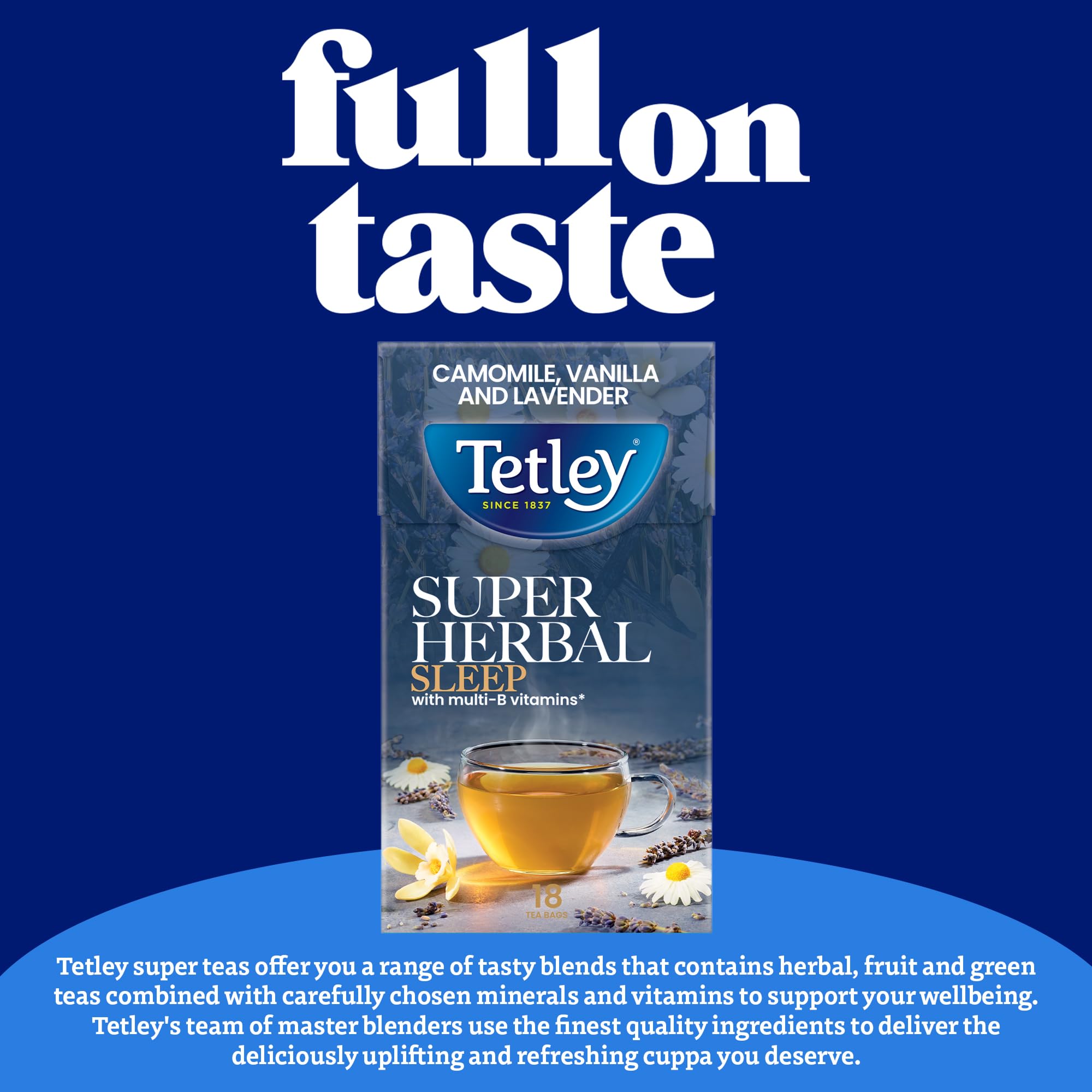 Tetley Super Herbal Sleep Tea - Camomile, Vanilla & Lavender Blend | 18 Bags