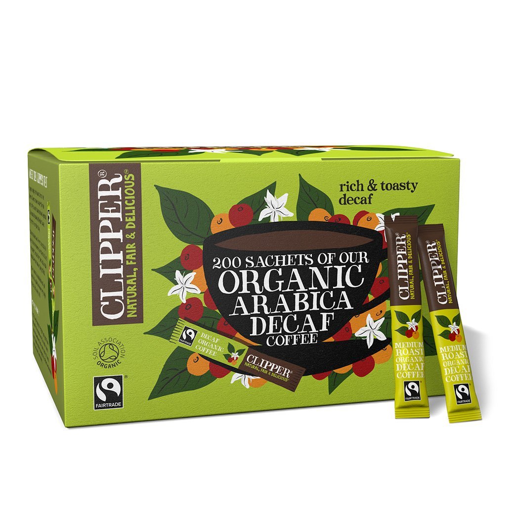 Clipper Organic Fairtrade Medium Roast Decaf Arabica Instant Coffee Sachets - 200 Count 1