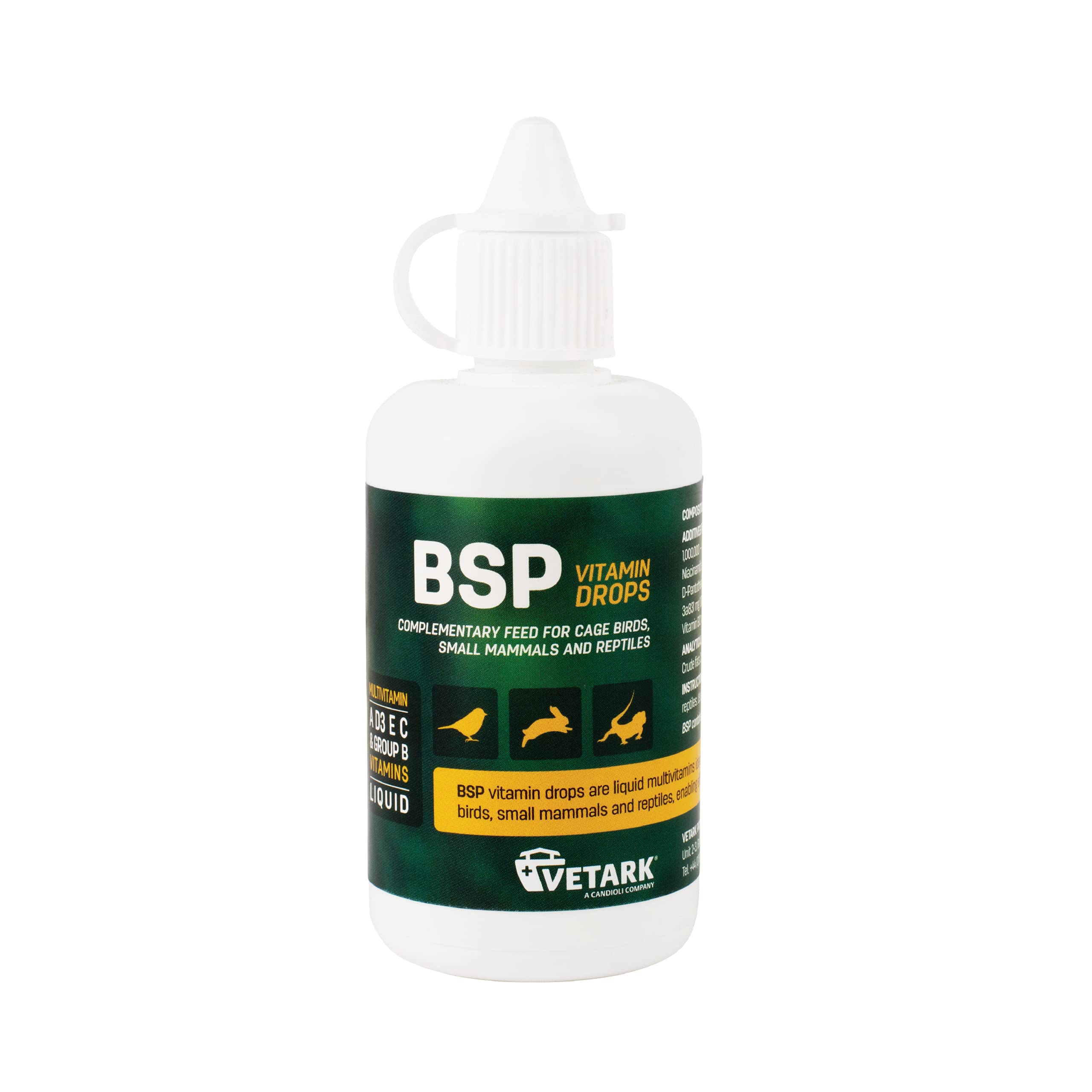 Vetark BSP Vitamin Drops - High Potency Liquid Supplement for Birds, Reptiles & Rabbits | 50 ml
