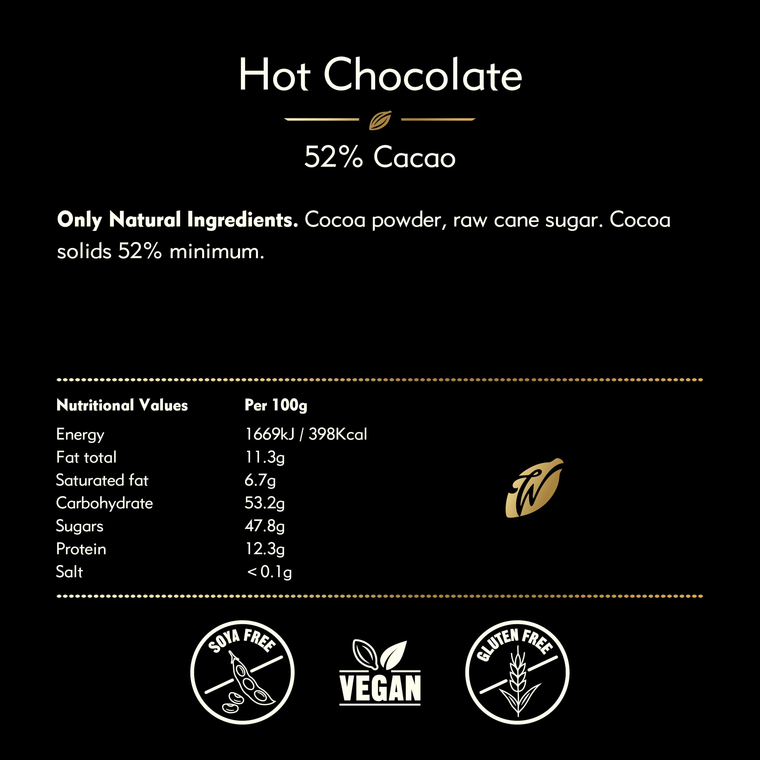 Willie's Cacao - Rich Dark Hot Chocolate - 52% Cacao - 250g - Single Estate Drinking Chocolate