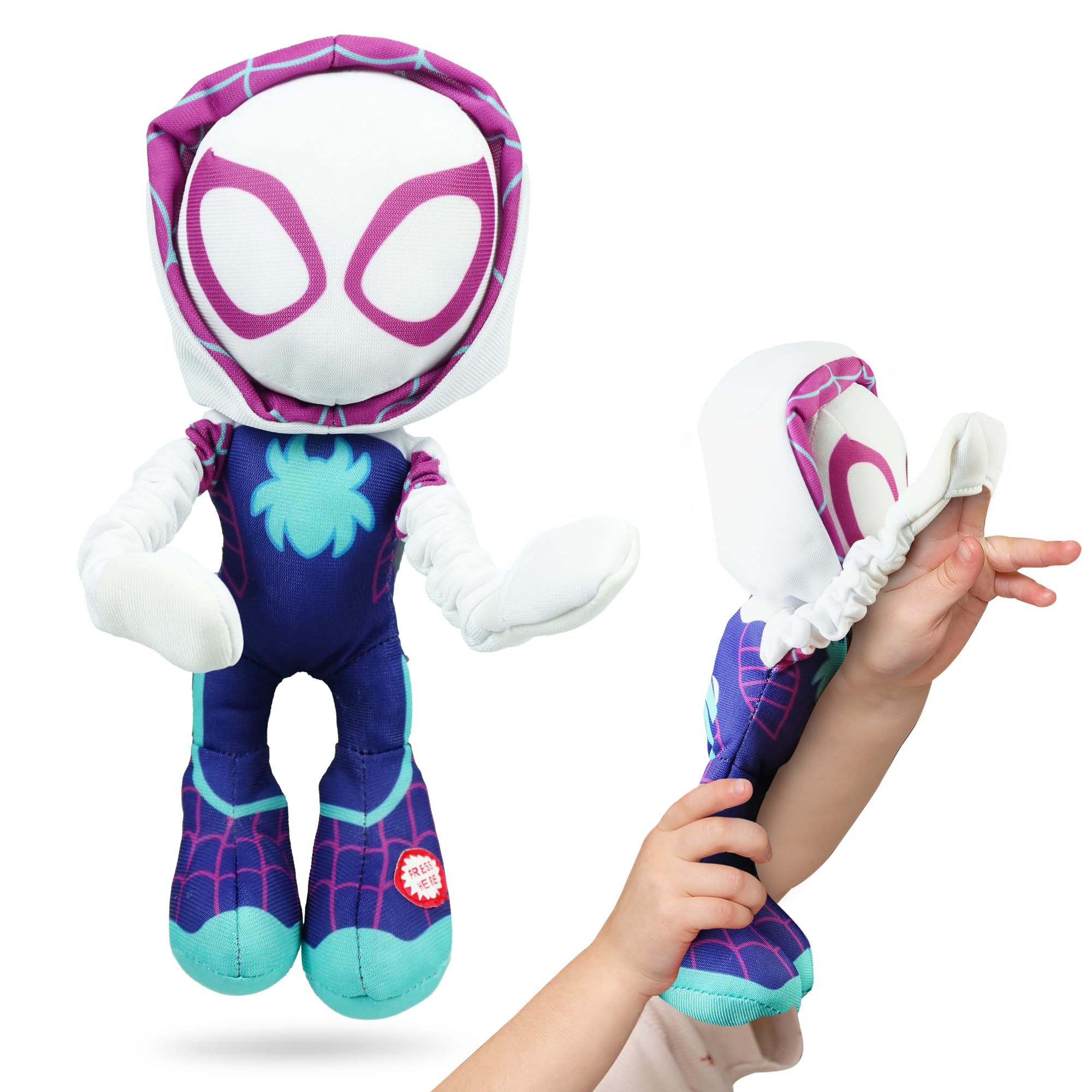 Marvel Spidey and His Amazing Friends Slingshot Ghost-Spider Plush Toy - Stretchable Arms for Action Play