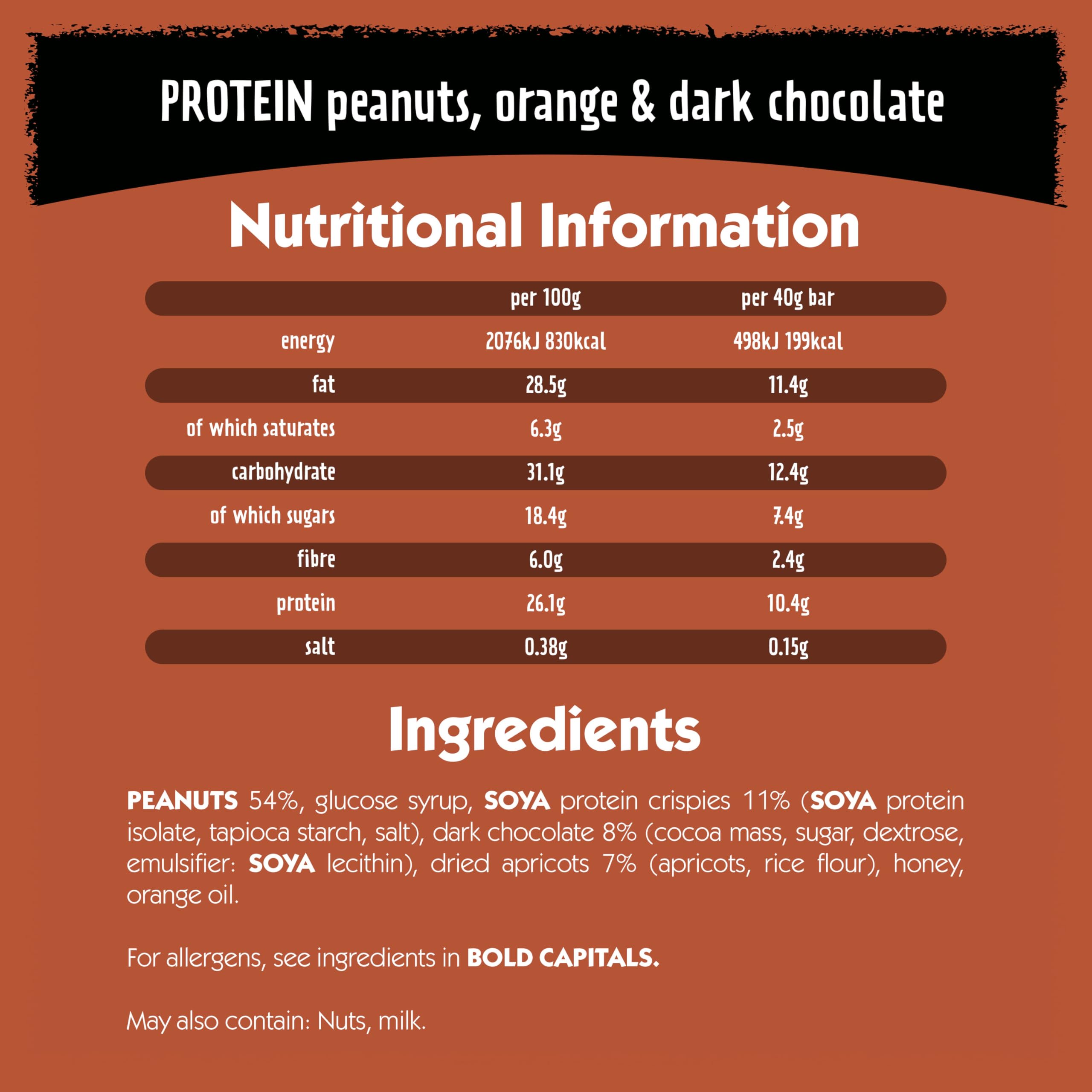 Eat Natural - Protein Peanuts, Orange & Dark Chocolate Fruit & Nut Bars (3 x 4)