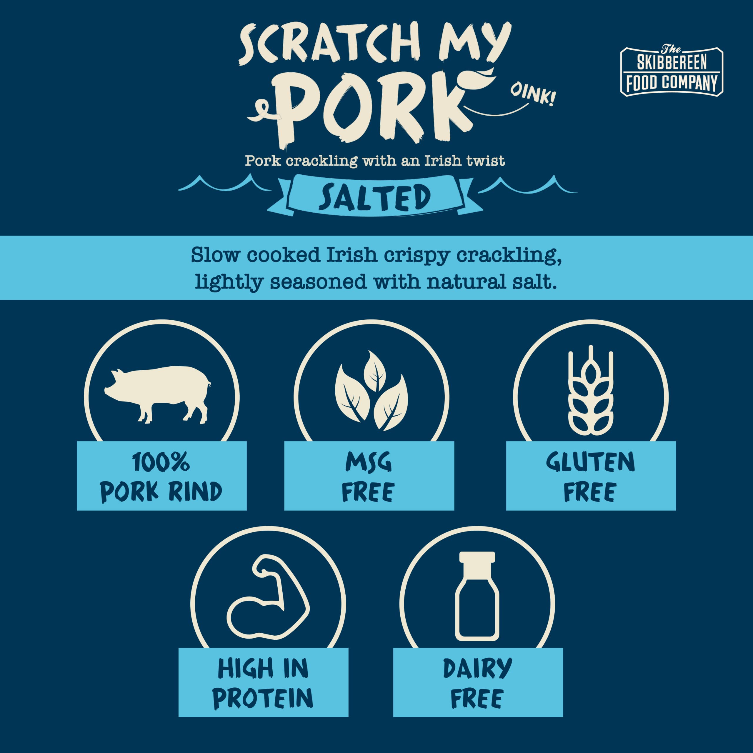 The Skibbereen Food Company Lightly Salted Pork Crackling - 250g Bulk Bag, Gluten Free, High Protein, Keto Friendly 4