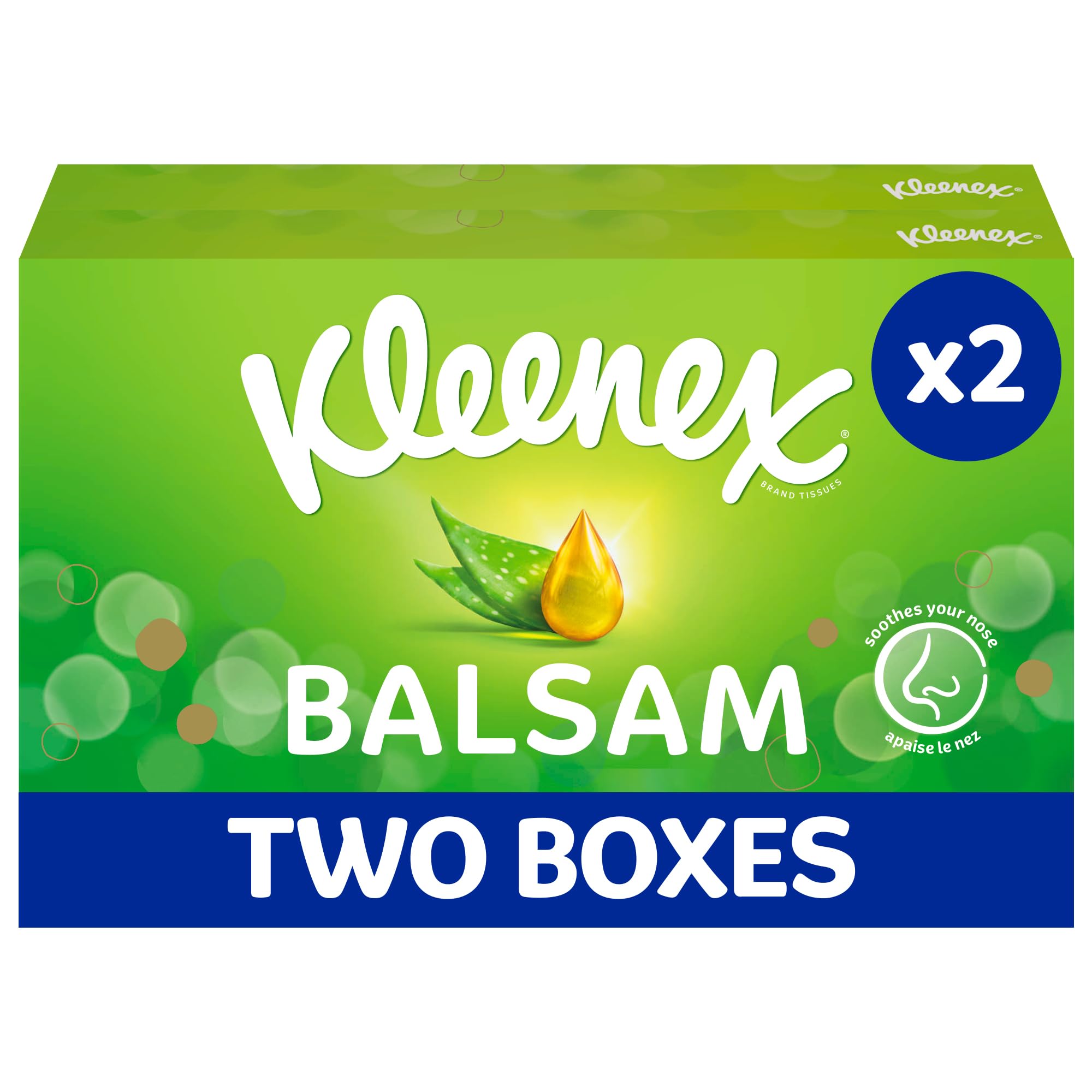 Kleenex Balsam Tissues - Soothing Balm with Aloe Vera & Vitamin E | 128 Count Twin Pack