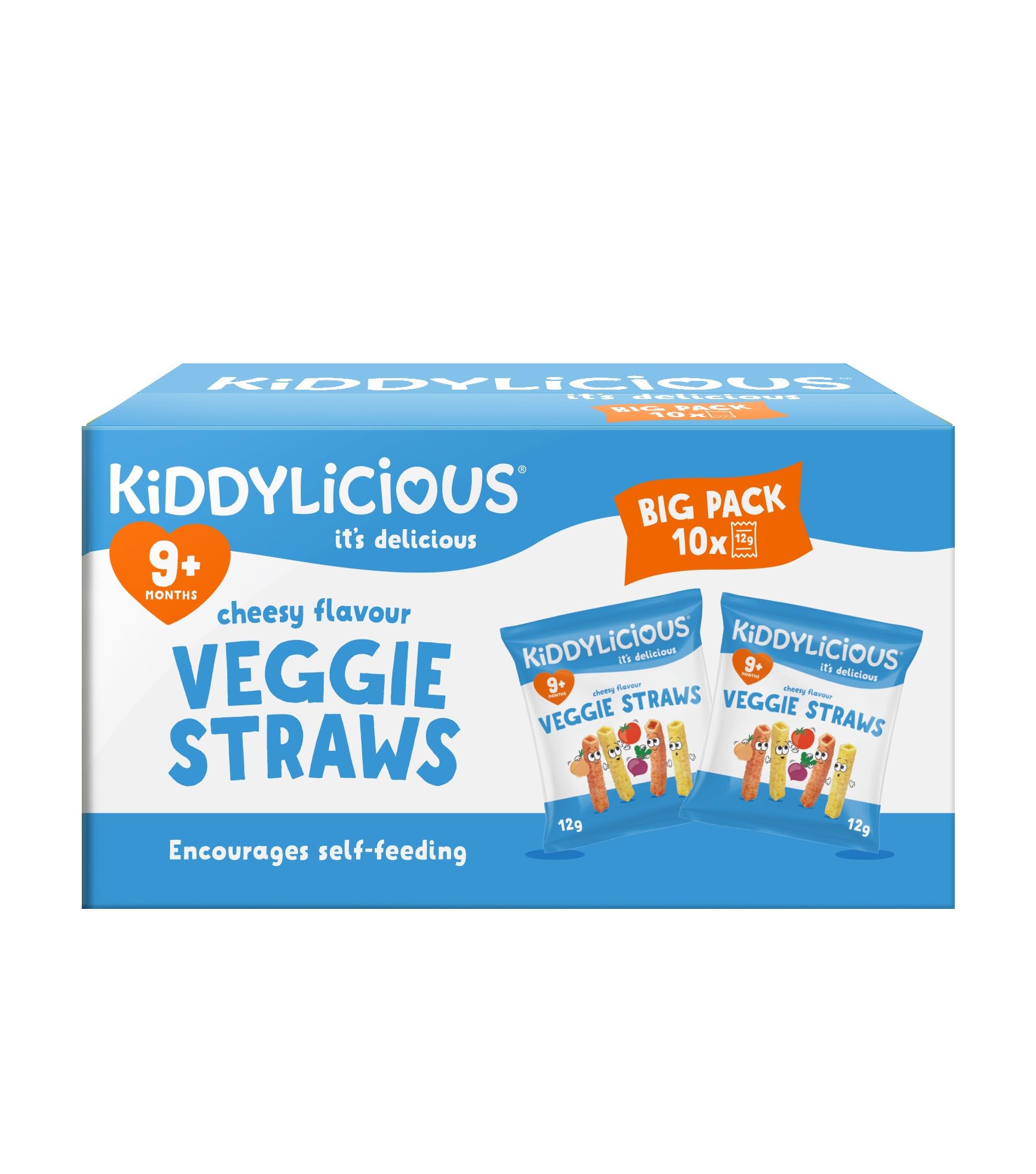 Kiddylicious Cheesy Veggie Straws - Natural Flavour Snack for Kids 9M+