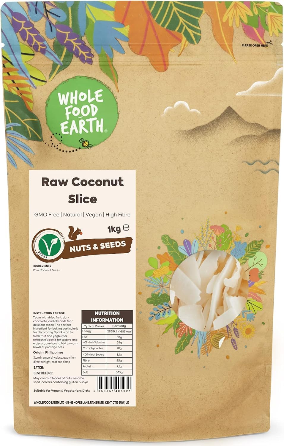 Wholefood Earth - Raw Coconut Slice (1 kg)