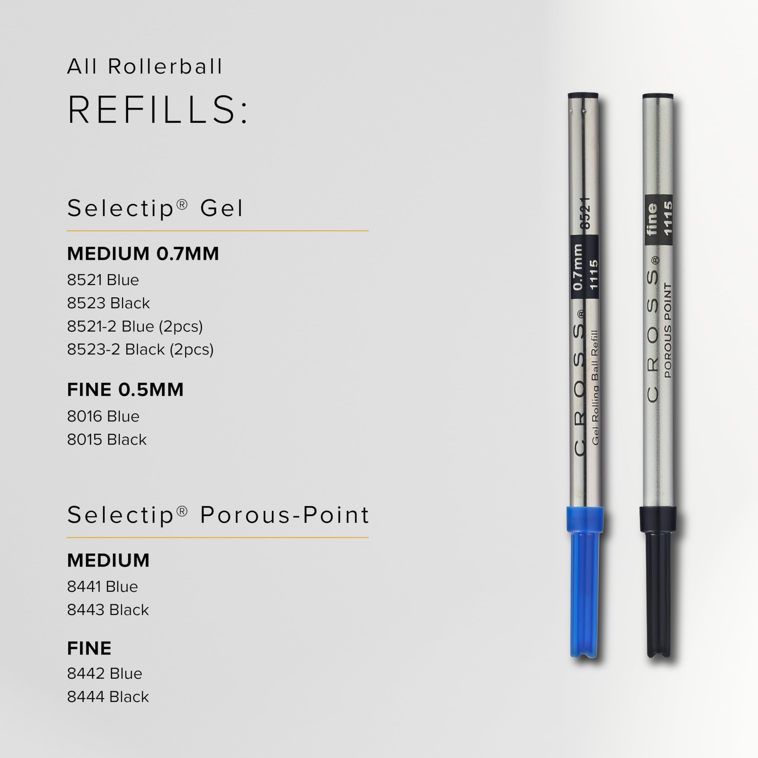 CROSS 8015 Gel Rollerball Pen Refill - Fine Point 0.5mm Black Ink | Pack of 1 8