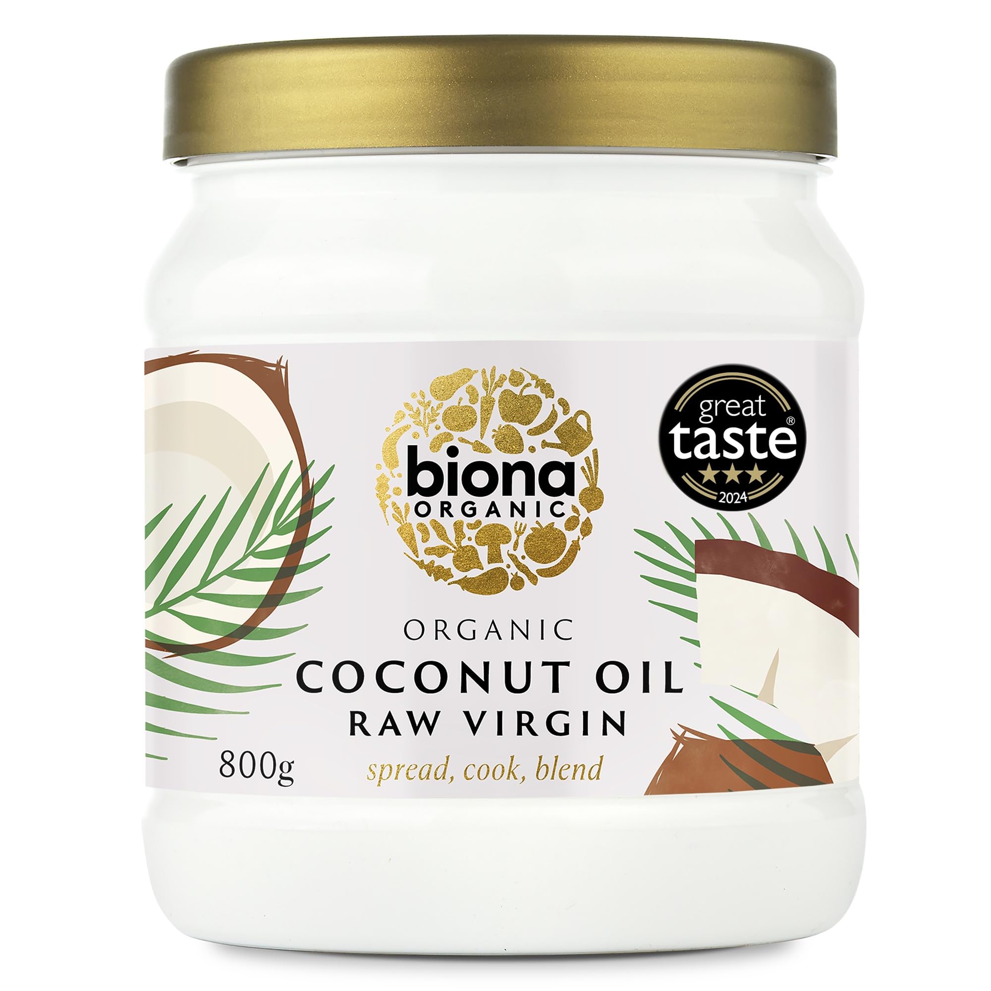 Biona Organic Raw Virgin Coconut Oil (800g) - Great Taste Award Winner 2024