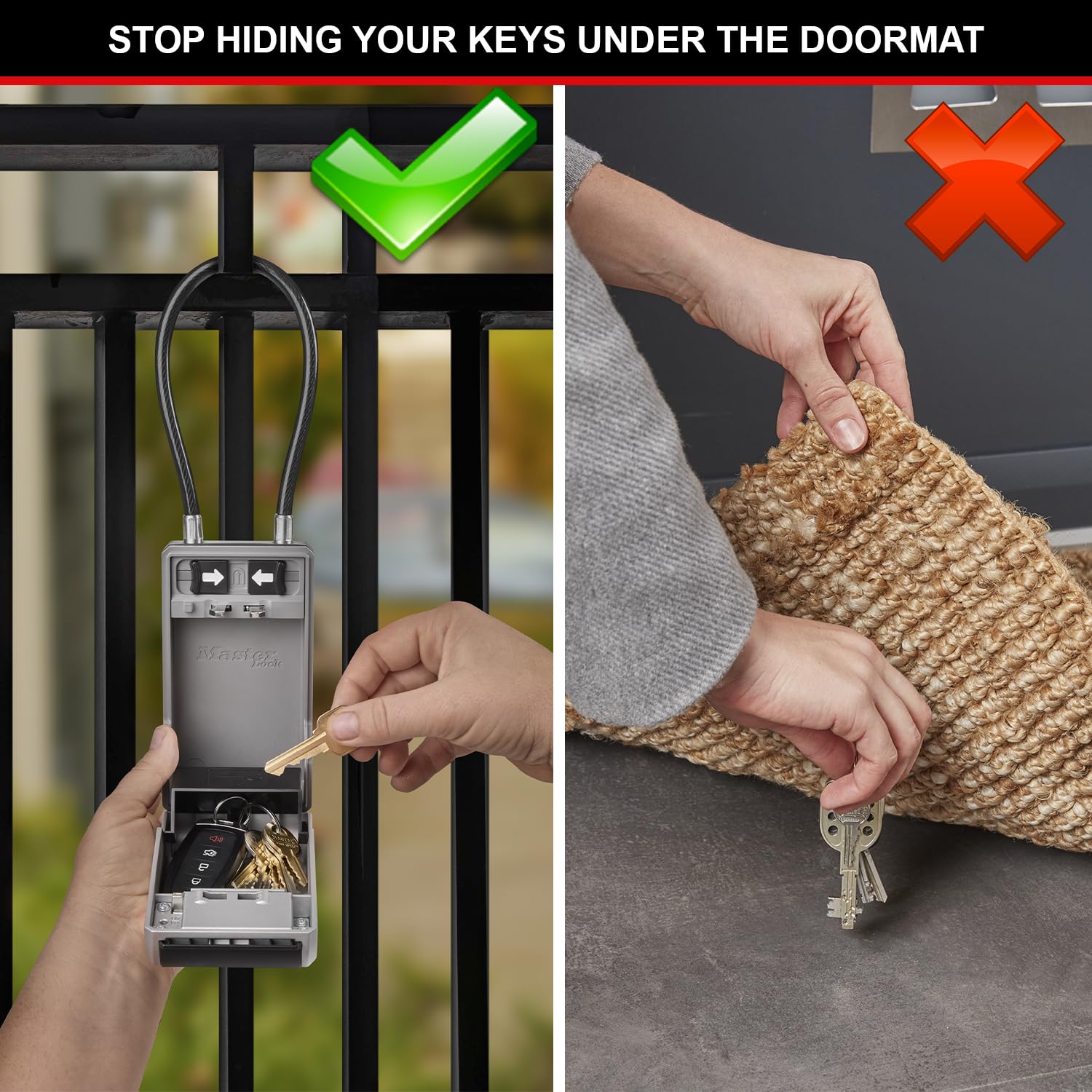 Master Lock 5482EURD Key Safe with Flexible Cable Shackle | Extra Large Capacity | Grey Aluminium 2