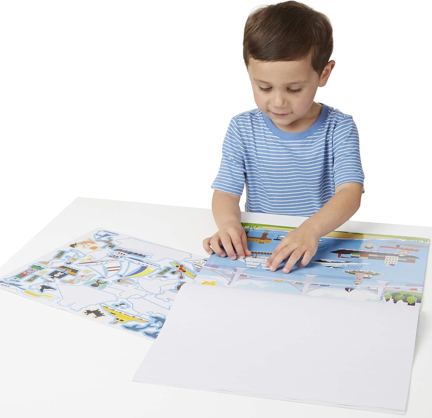 Melissa & Doug Reusable Sticker Pad - Vehicles | 165 Stickers & 5 Scenes | 3+ 5