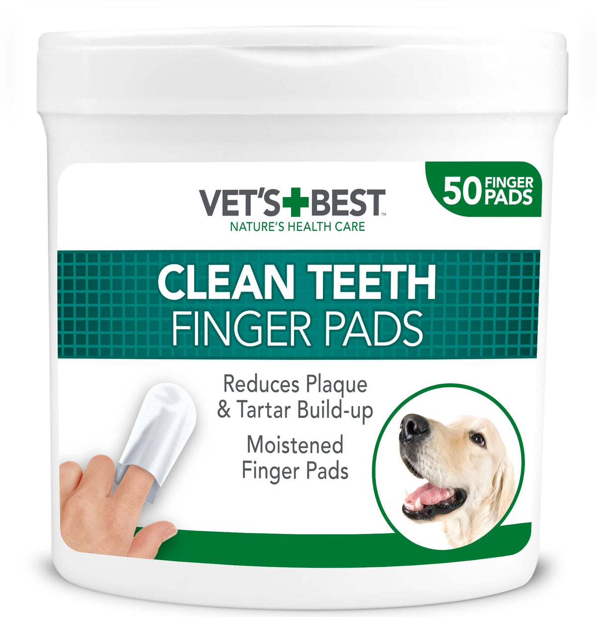 Vet's Best Teeth Cleaning Finger Wipes for Dogs & Cats - 50 Count