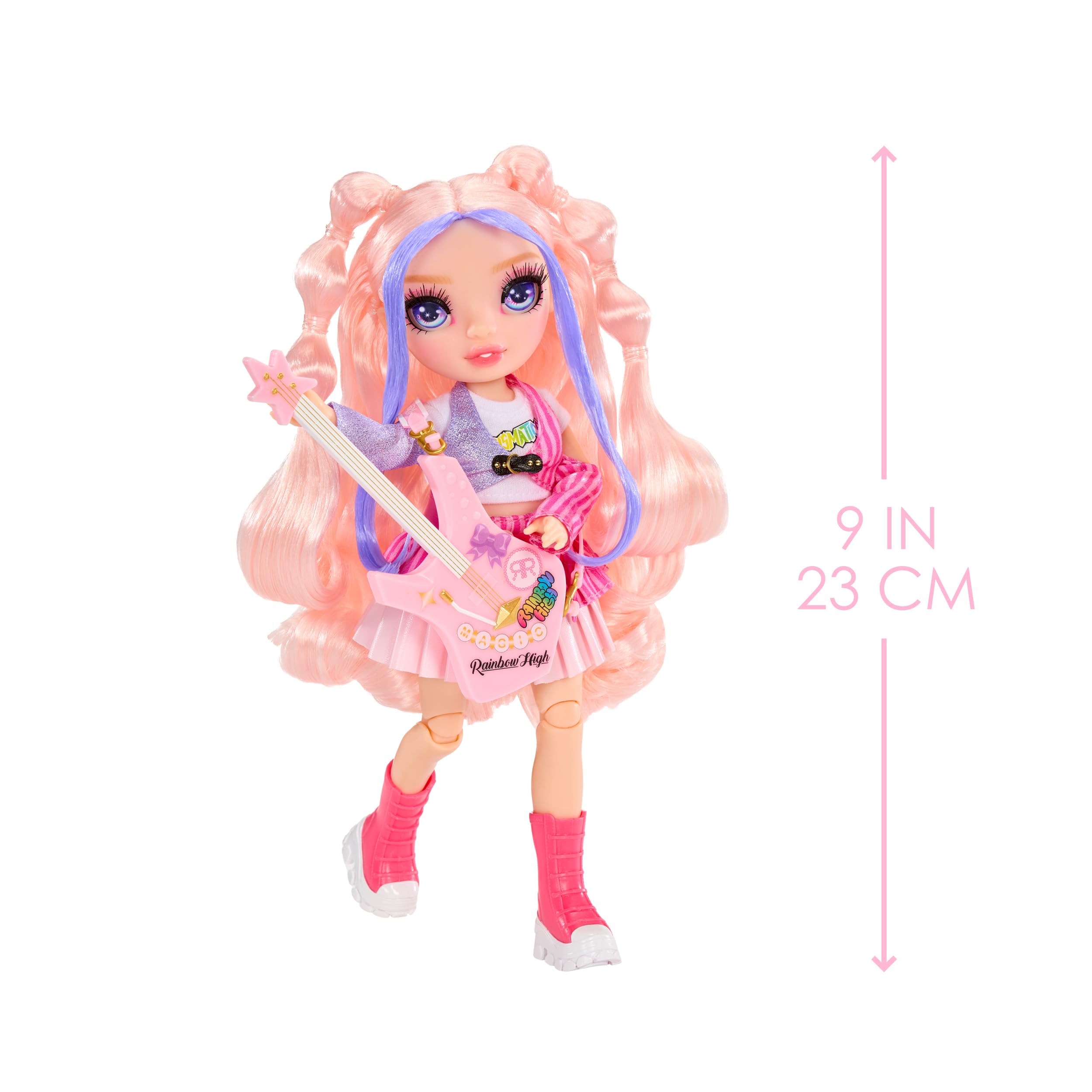 Rainbow High Junior High Rock Band - Bella Pink 23cm Fashion Doll with Bass Guitar & Stickers 3