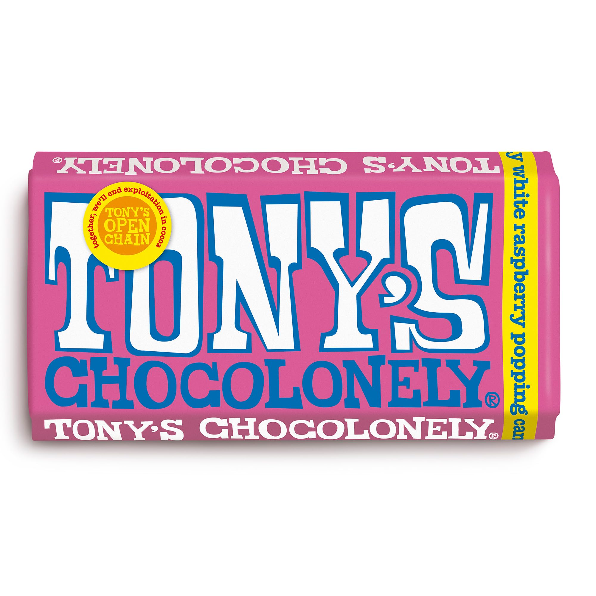 Tony's Chocolonely White Raspberry Popping Candy Chocolate Bar - 180g