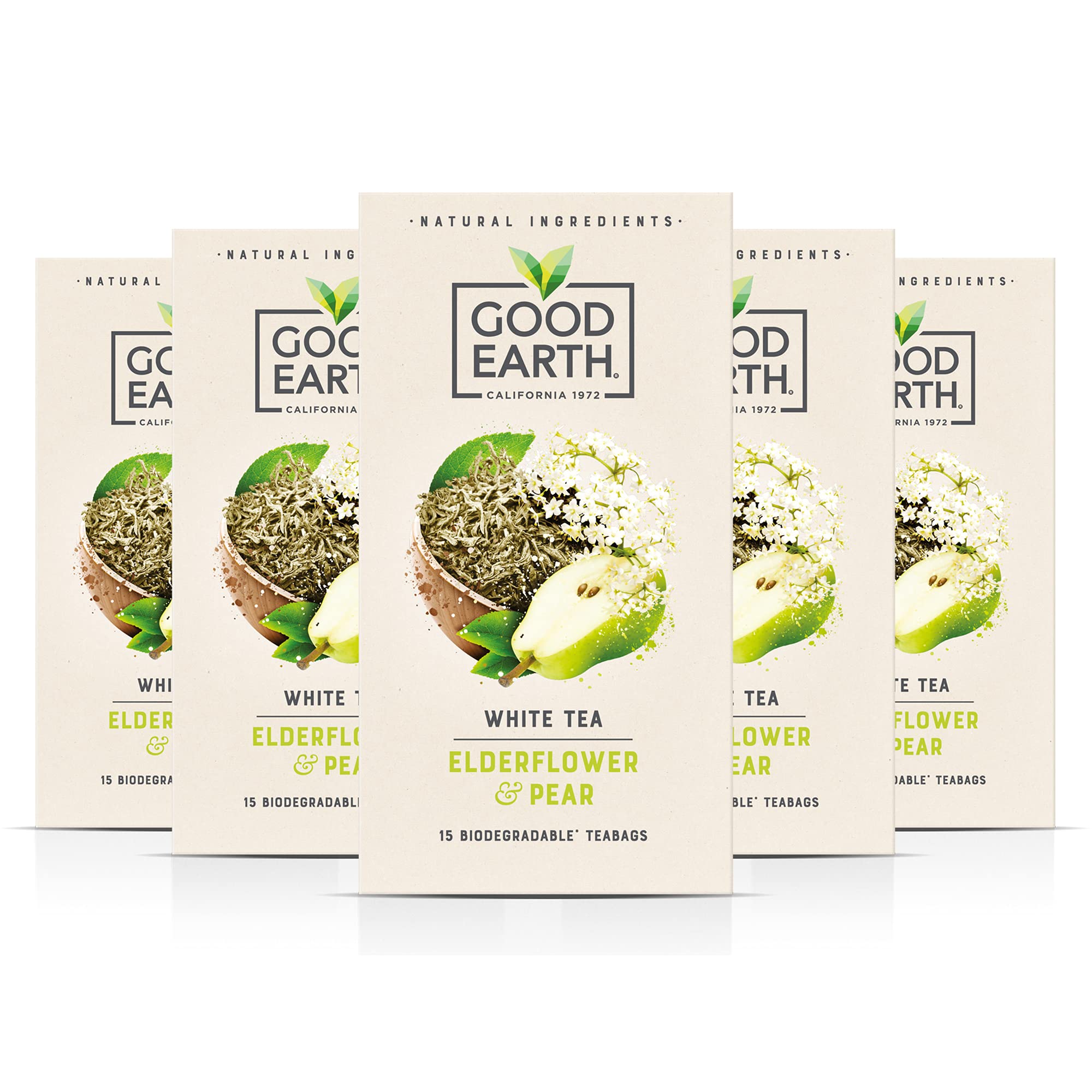Good Earth Tea Co. White Tea Elderflower & Pear Loose Leaf Tea - 5 x 15 Tea