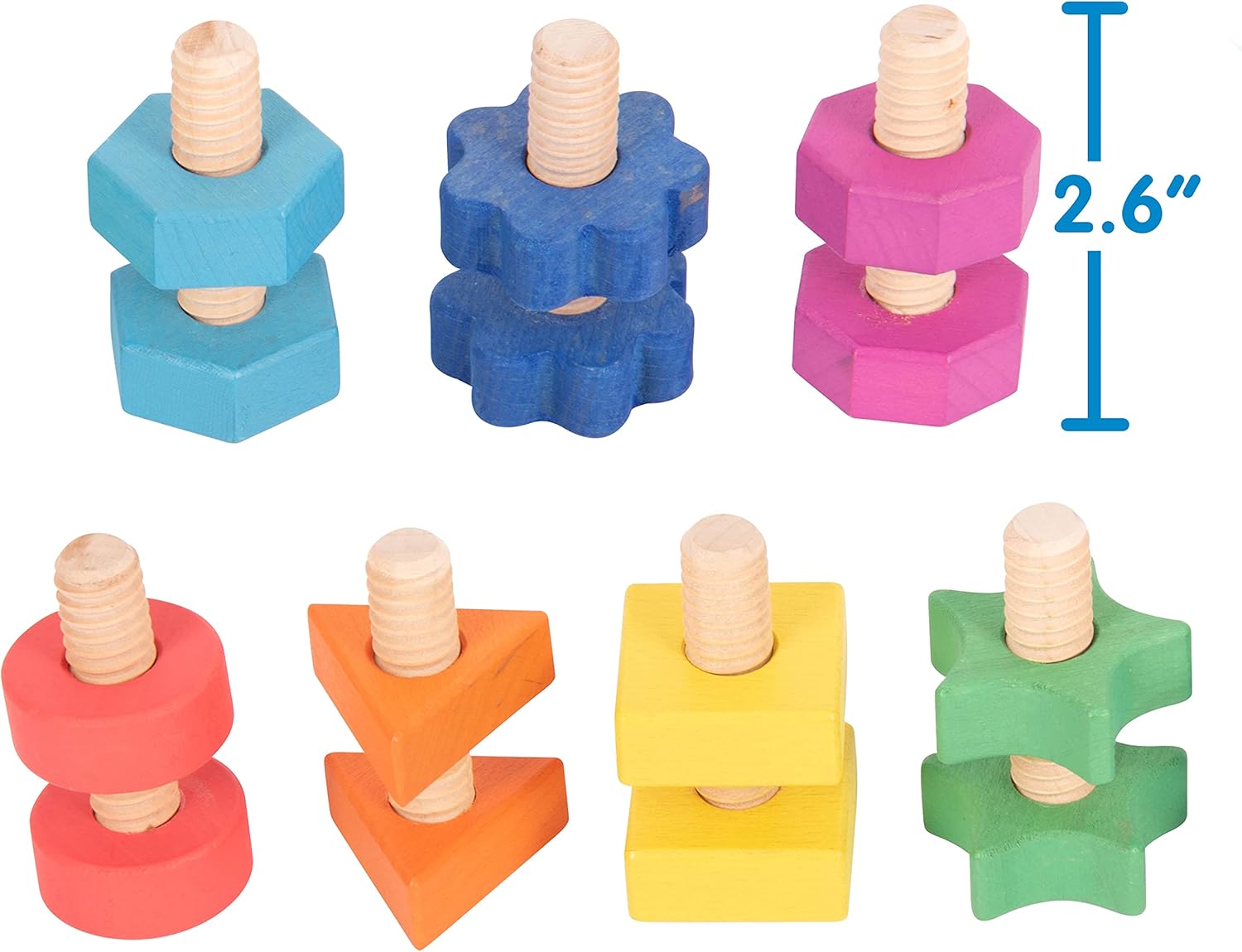 TickiT Rainbow Wooden Nuts & Bolts Pack - Educational Toddler Toy for Fine Motor Skills 5
