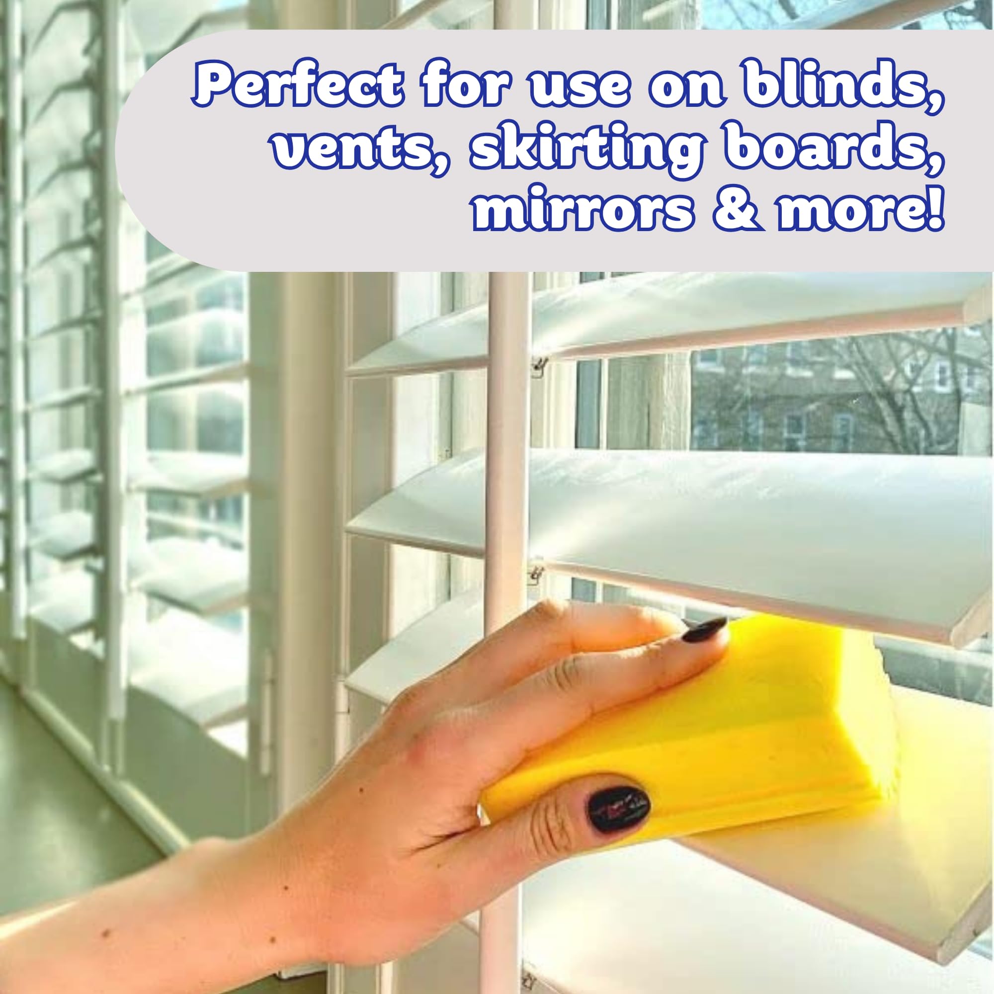 Scrub Daddy Damp Duster - Multipurpose Wet Dust Sponge for Blinds, Radiators & Skirting Boards, Blue