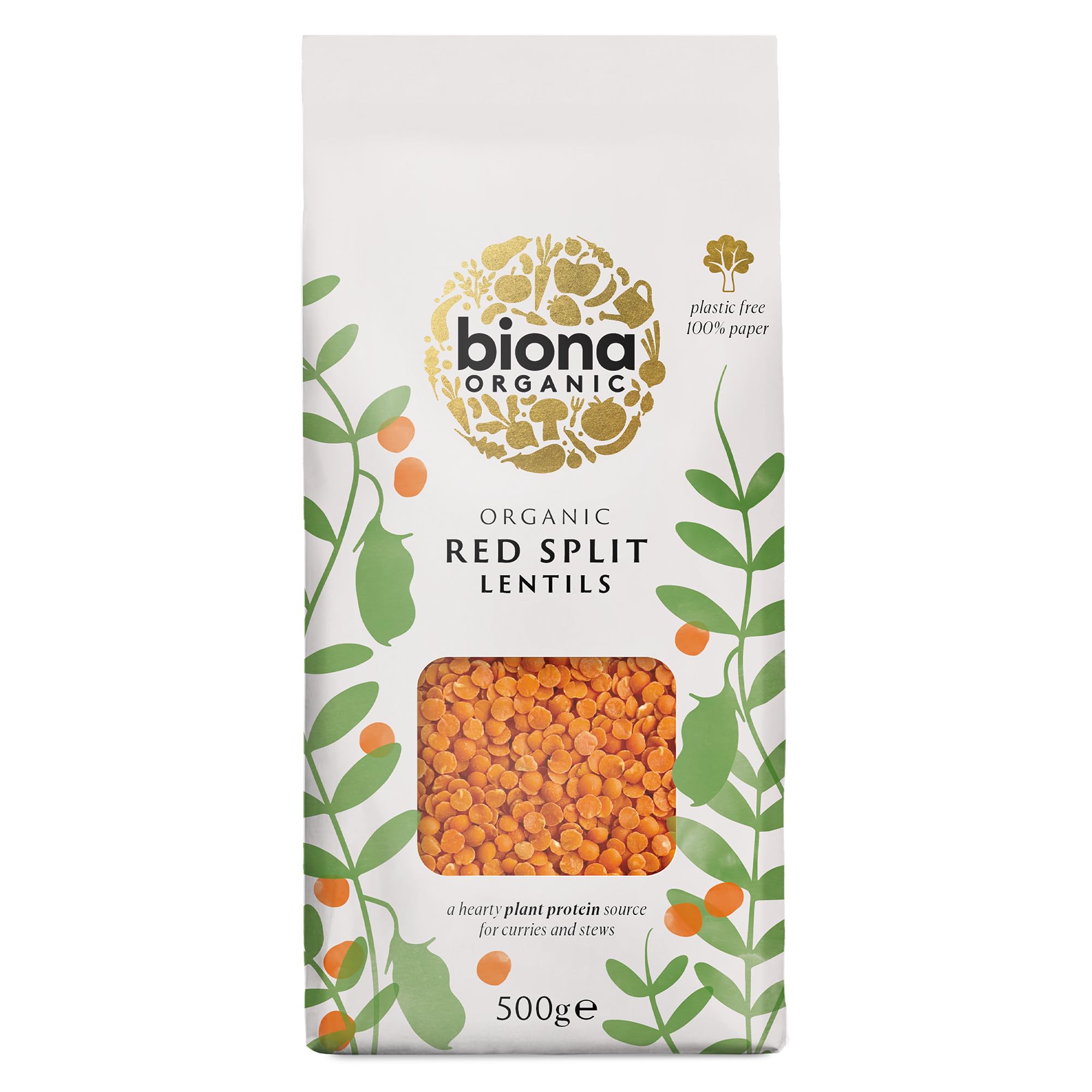 Biona Organic Red Split Lentils, 500 g