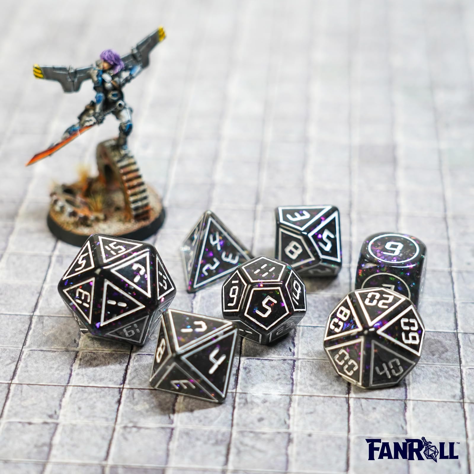 Metallic Dice Games Framed Void 16mm Resin Poly Dice Set 4