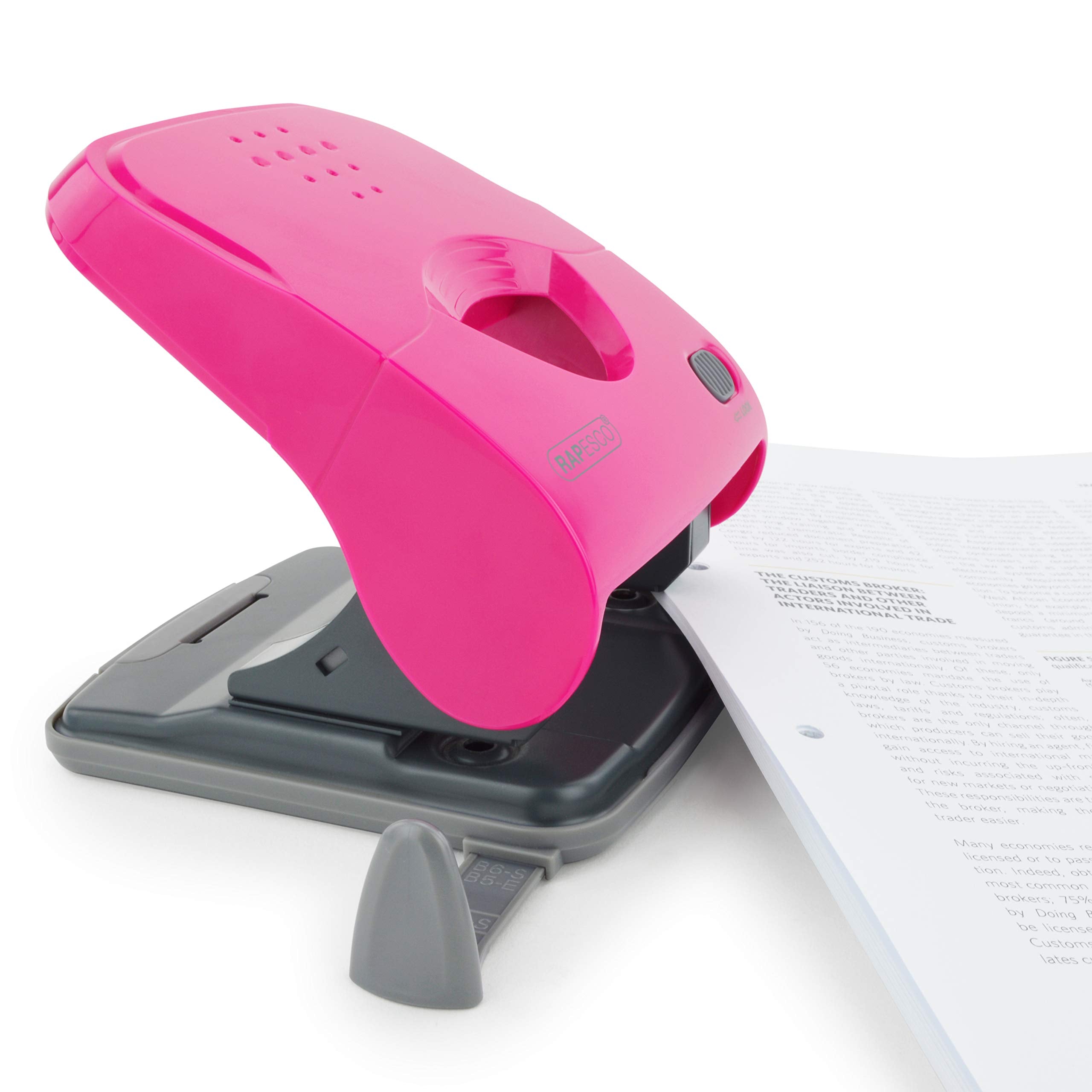 RAPESCO X5-40ps Less Effort 2 Hole Punch - 40 Sheet Capacity | 5.5mm Holes | Hot Pink