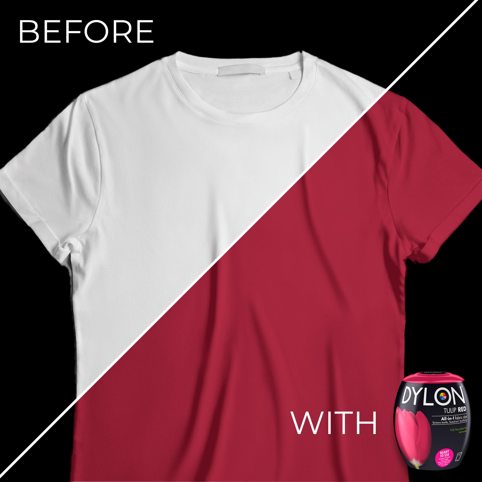 DYLON - Washing Machine Fabric Dye Pod for Clothes & Soft Furnishings 350g – Tulip Red 9