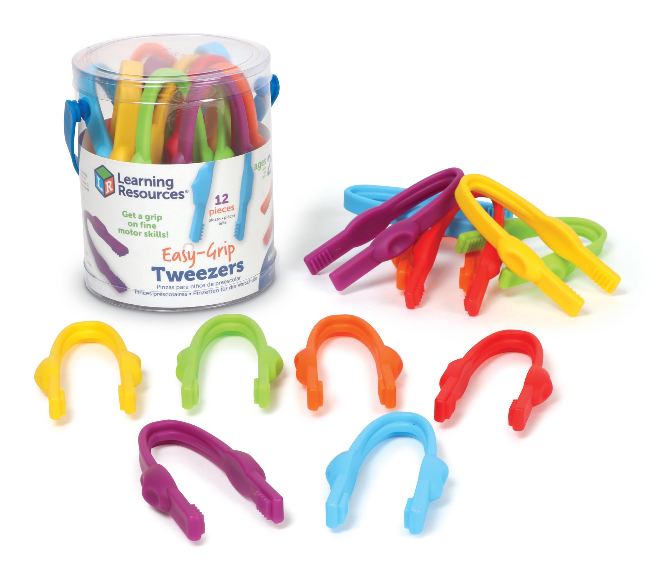 Learning Resources Easy-Grip Tweezers - Fine Motor Skills Toy for Ages 2+ | Set of 12 1